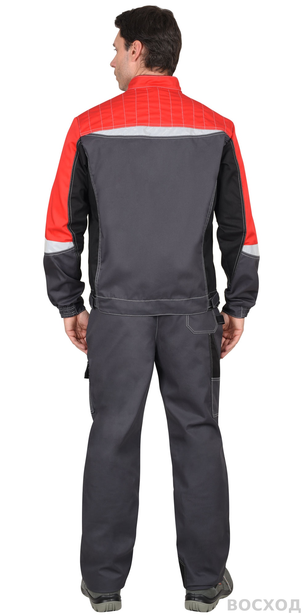 Куртка СИРИУС-ФАВОРИТ-МЕГА серая с красным, черным и СОП