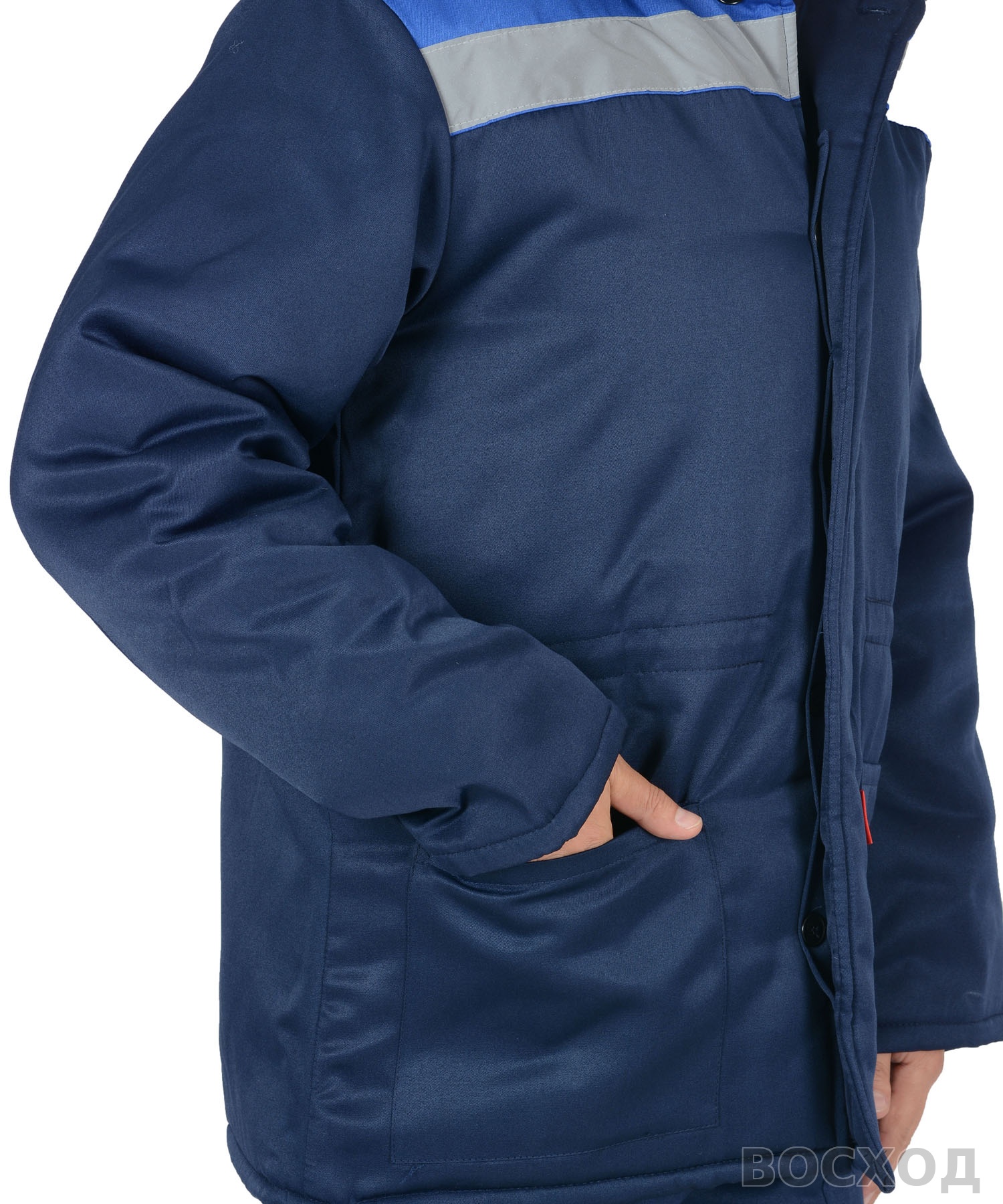 Куртка СИРИУС-БРИГАДИР мех. ворот, синяя с васильковым и СОП