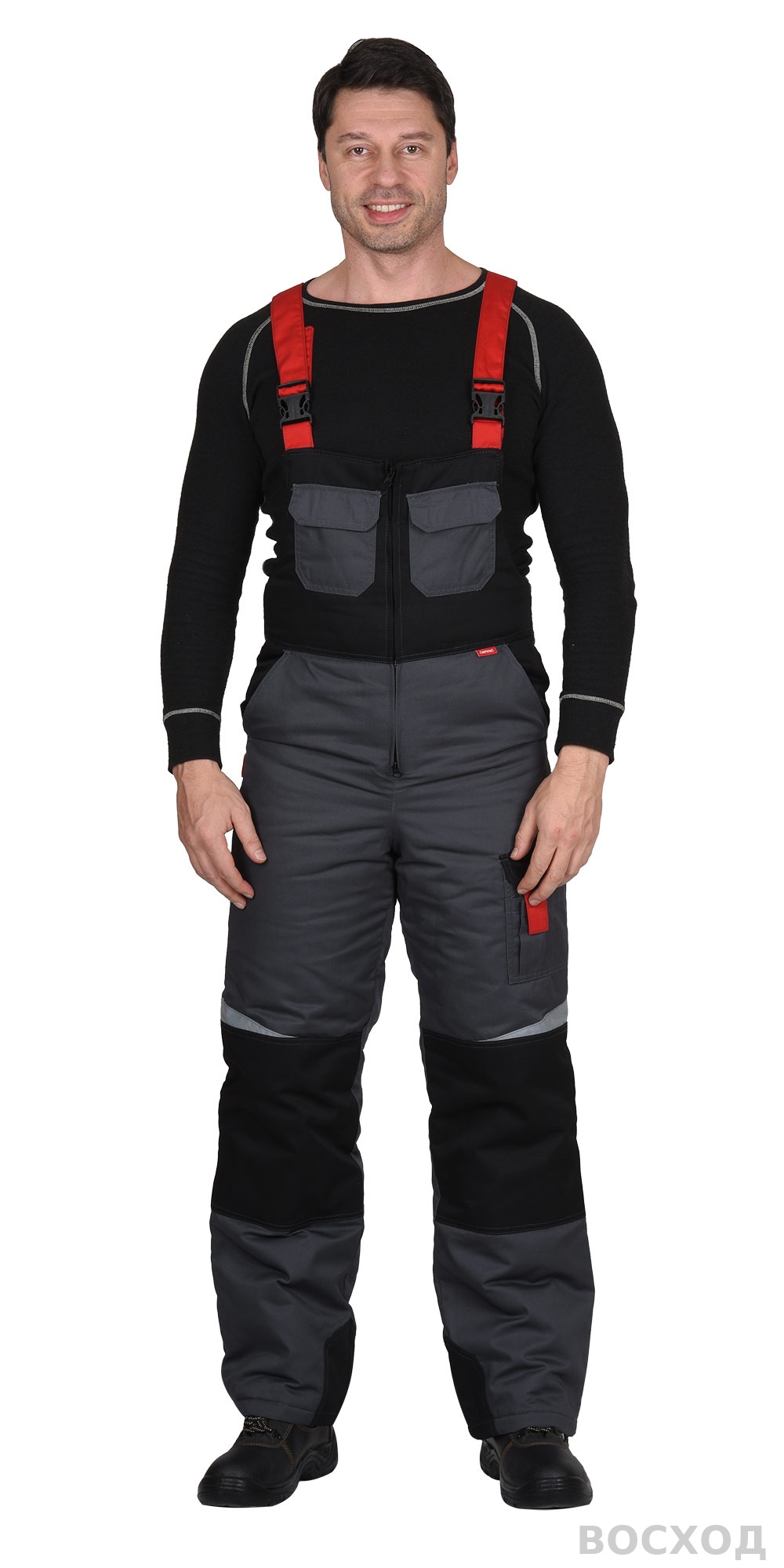 Костюм СИРИУС-ФАВОРИТ-МЕГА куртка, п/к, с черным и красным, СОП