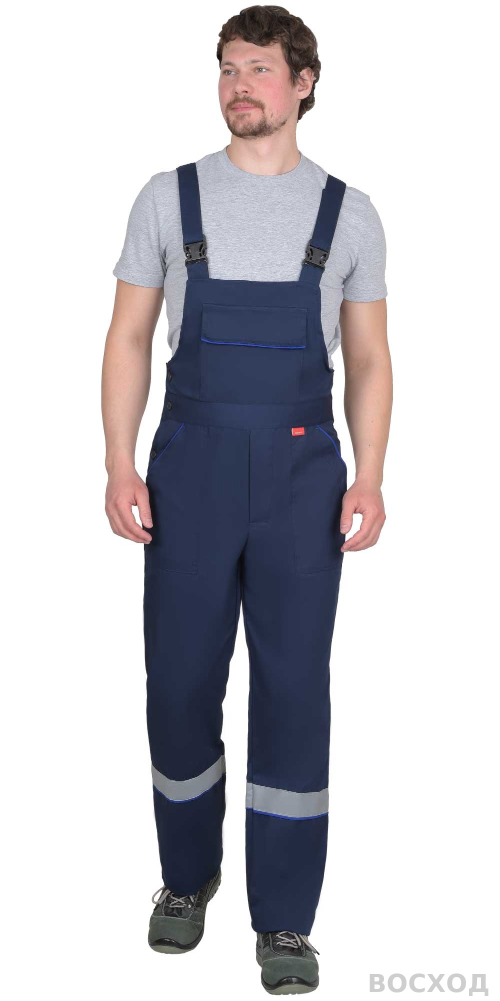 Костюм СИРИУС-МАСТЕР-РОСС куртка кор., п/к, тёмно- с васильковым и СОП