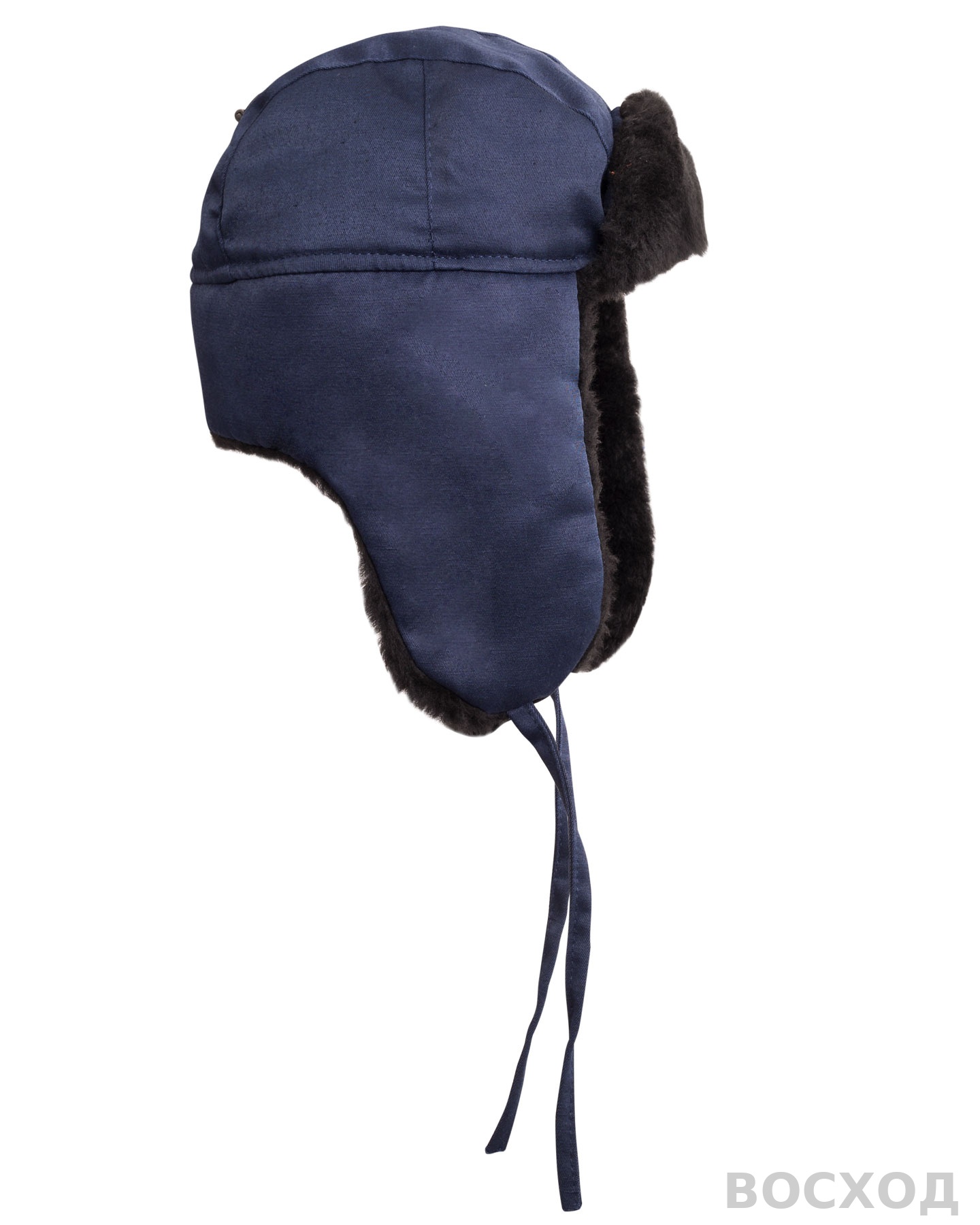 Шапка-ушанка СИРИУС-ЛЮКС синяя (тк. смесовая)