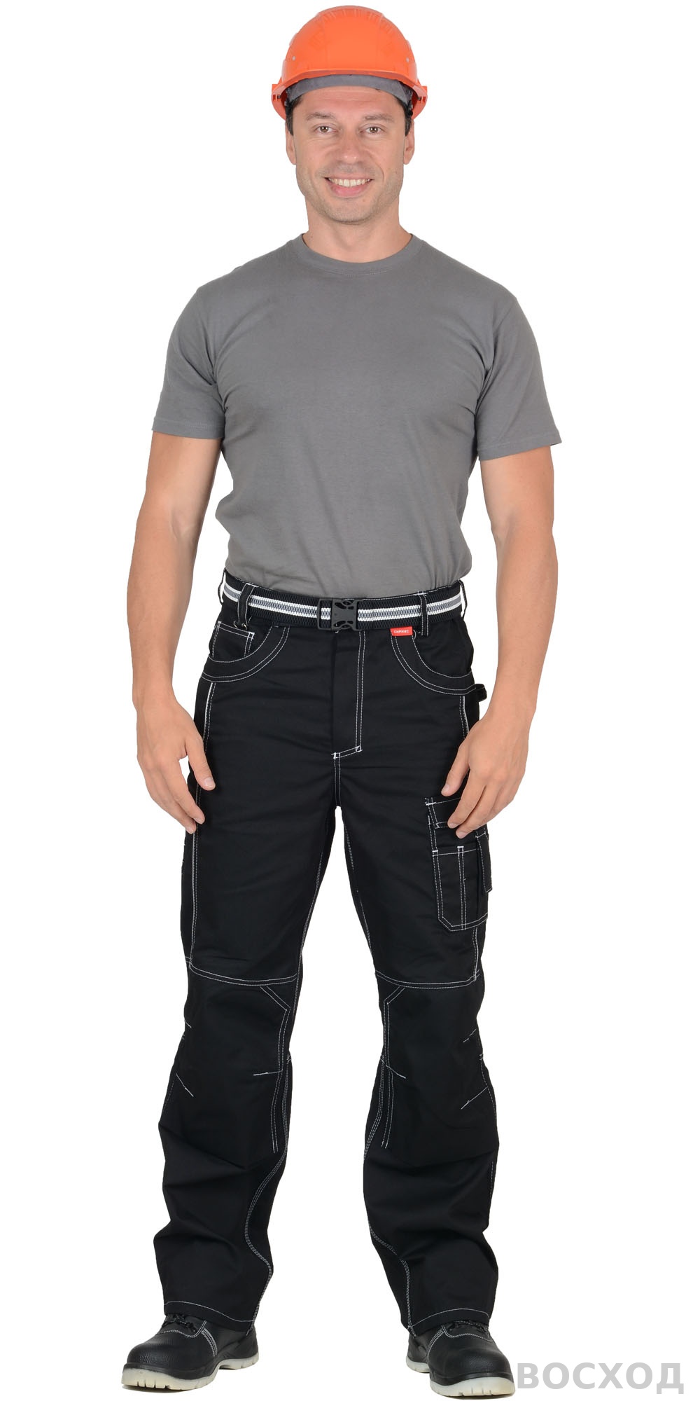 Брюки СИРИУС-ПРЕСТИЖ мужские летние черные, кант СВМ