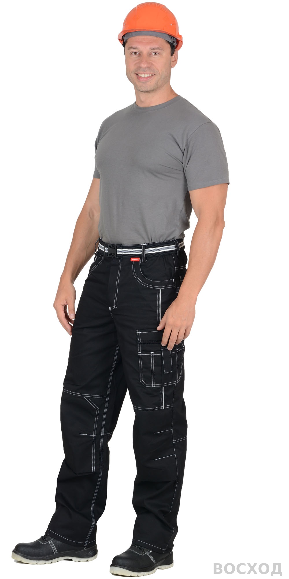 Брюки СИРИУС-ПРЕСТИЖ мужские летние черные, кант СВМ