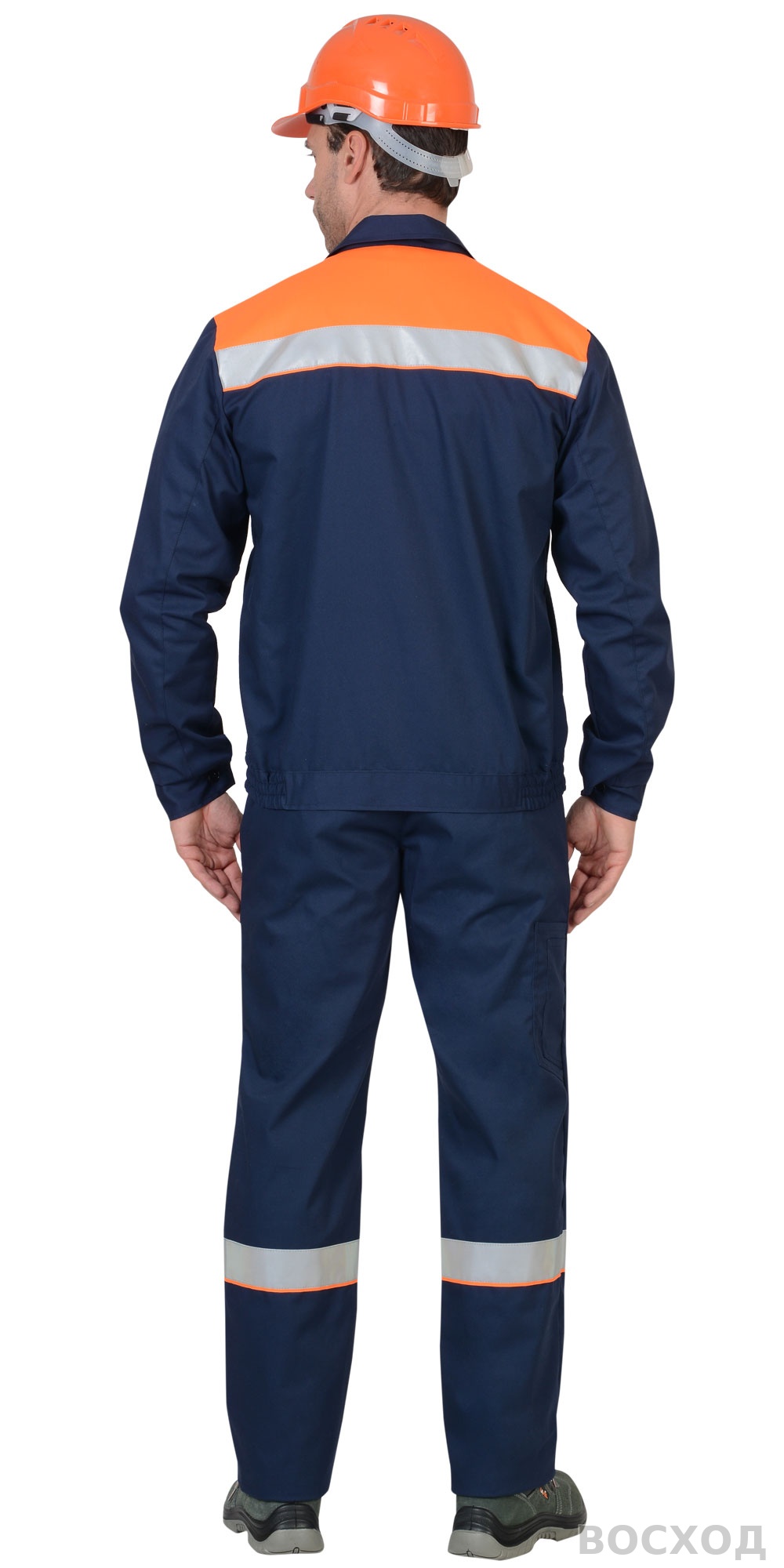 Костюм СИРИУС-МАСТЕР летний: куртка, полукомбинезон, темно- с оранжевой отделкой