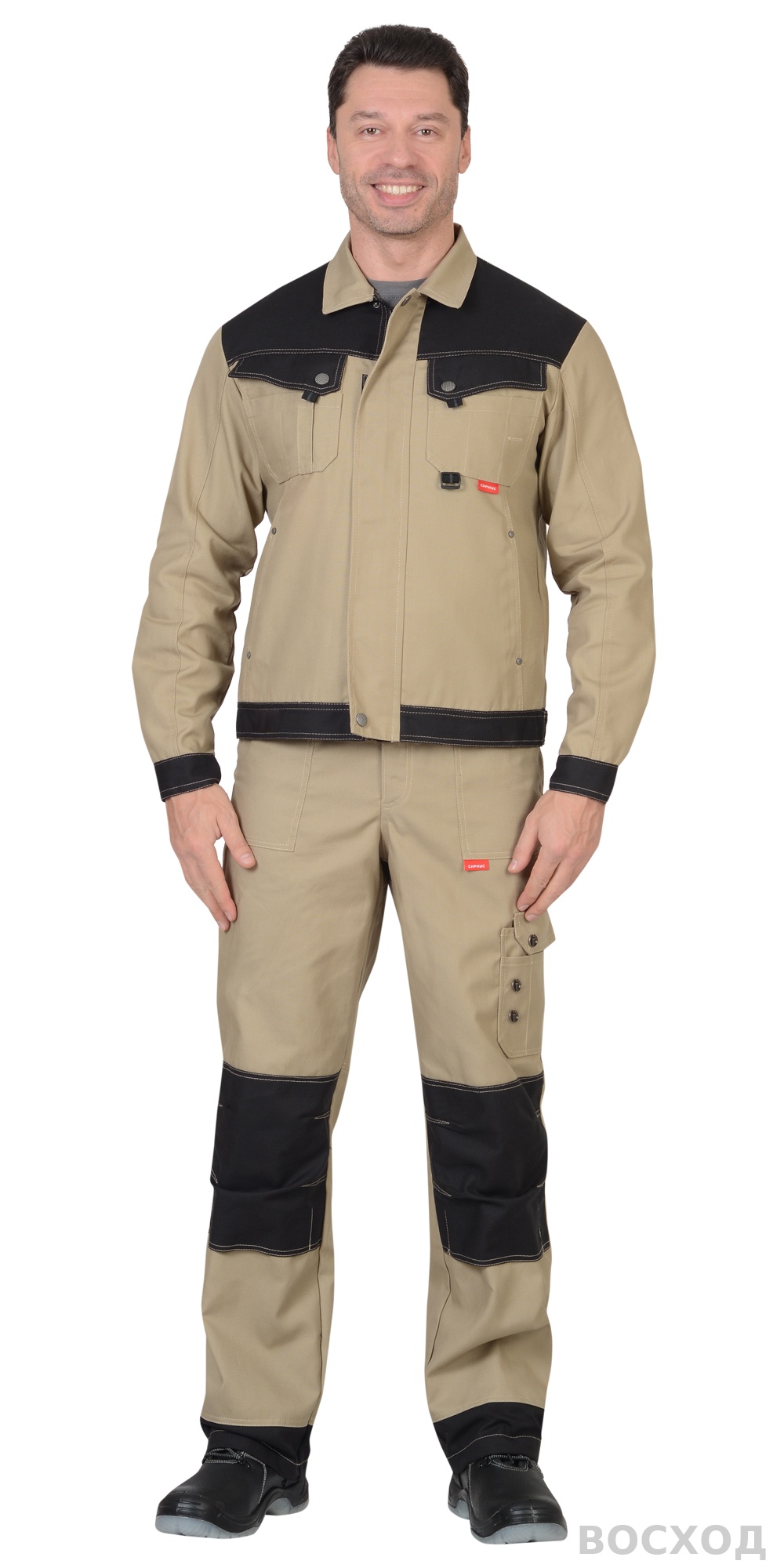 Куртка СИРИУС-ВЕСТ-ВОРК бежевый с черным пл. 275 г/кв.м