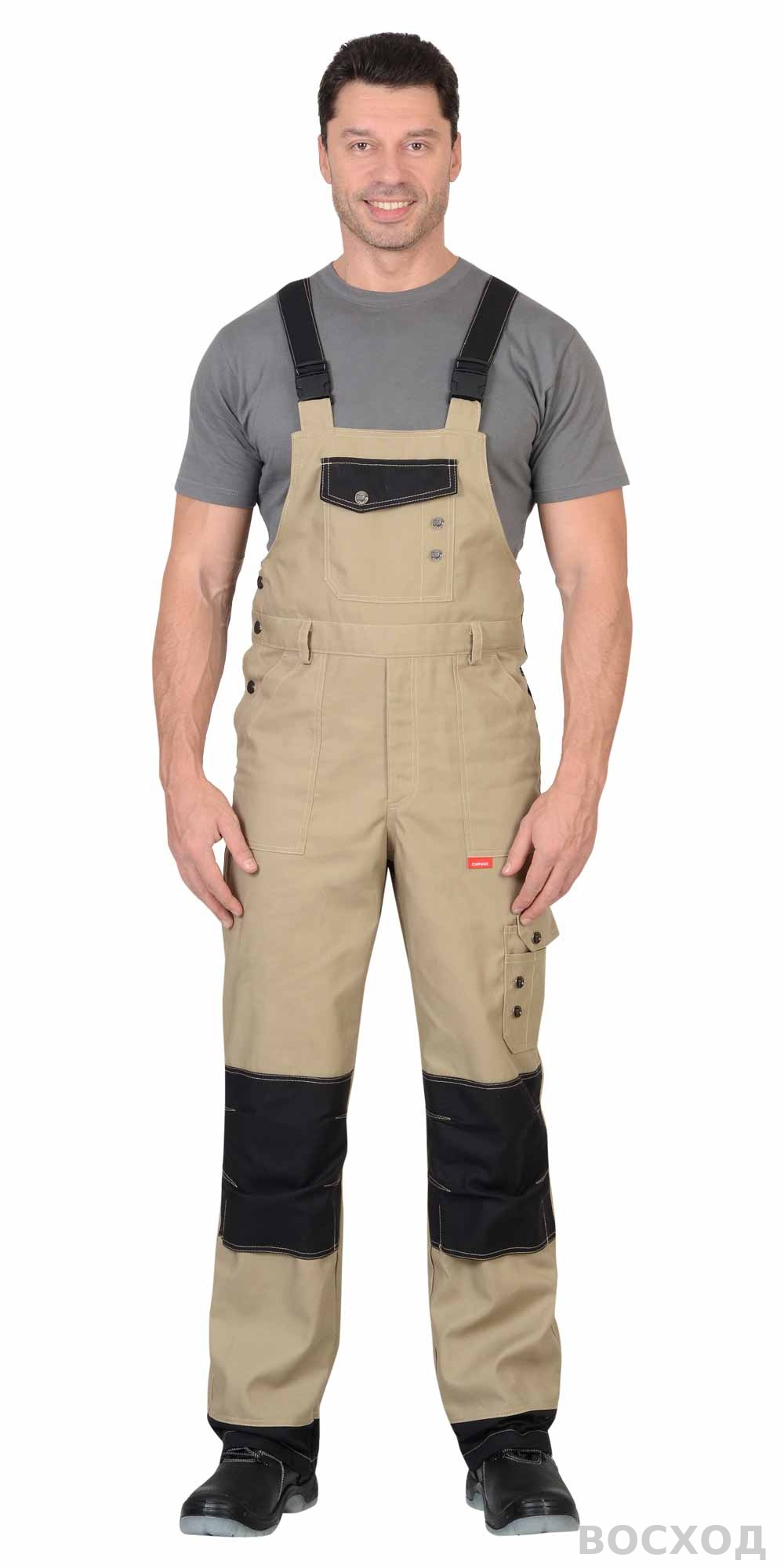 Полукомбинезон СИРИУС-ВЕСТ-ВОРК бежевый с черным пл. 275 г/кв.м