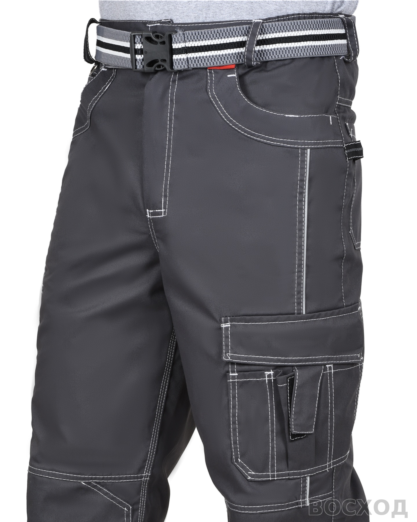 Брюки СИРИУС-ПРЕСТИЖ мужские летние темно-серые, кант СВ