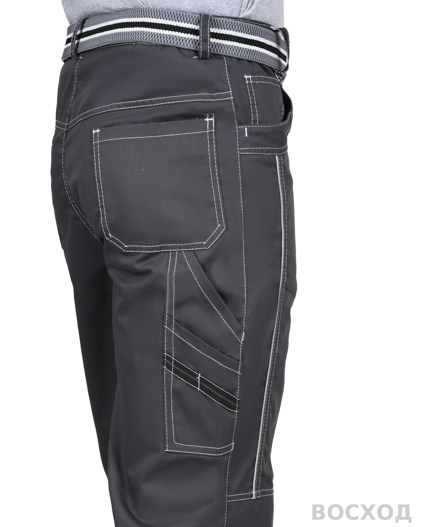 Брюки СИРИУС-ПРЕСТИЖ мужские летние темно-серые, кант СВ