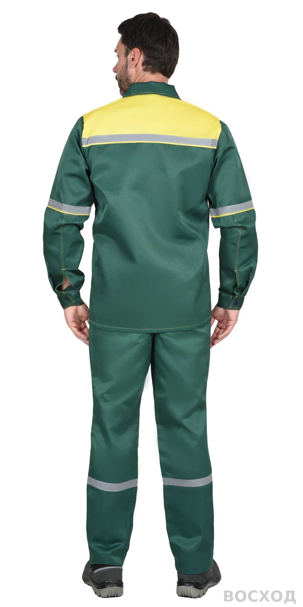 Костюм СИРИУС-МЕХАНИК куртка, брюки зелёный с жёлтым и СОП