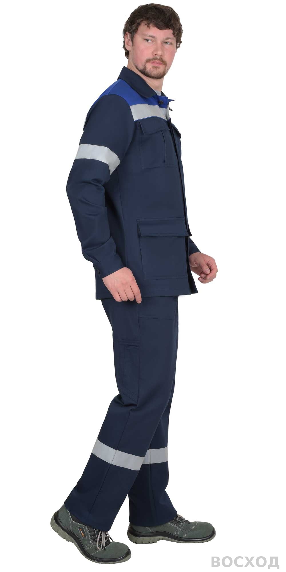 Костюм СИРИУС-СУРГУТ-РОСС куртка, п/к, антистат. МВО, с васильковым и СОП