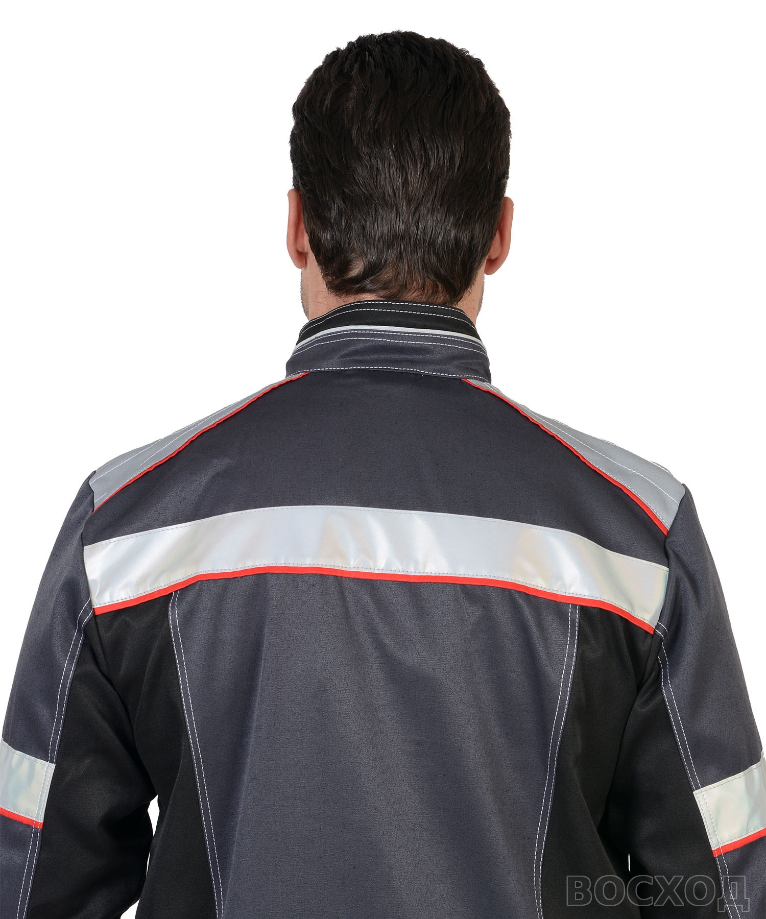 Костюм СИРИУС-ПОЛИНОМ куртка, п/к, темно- со светло-серым, черным, красным и СОП