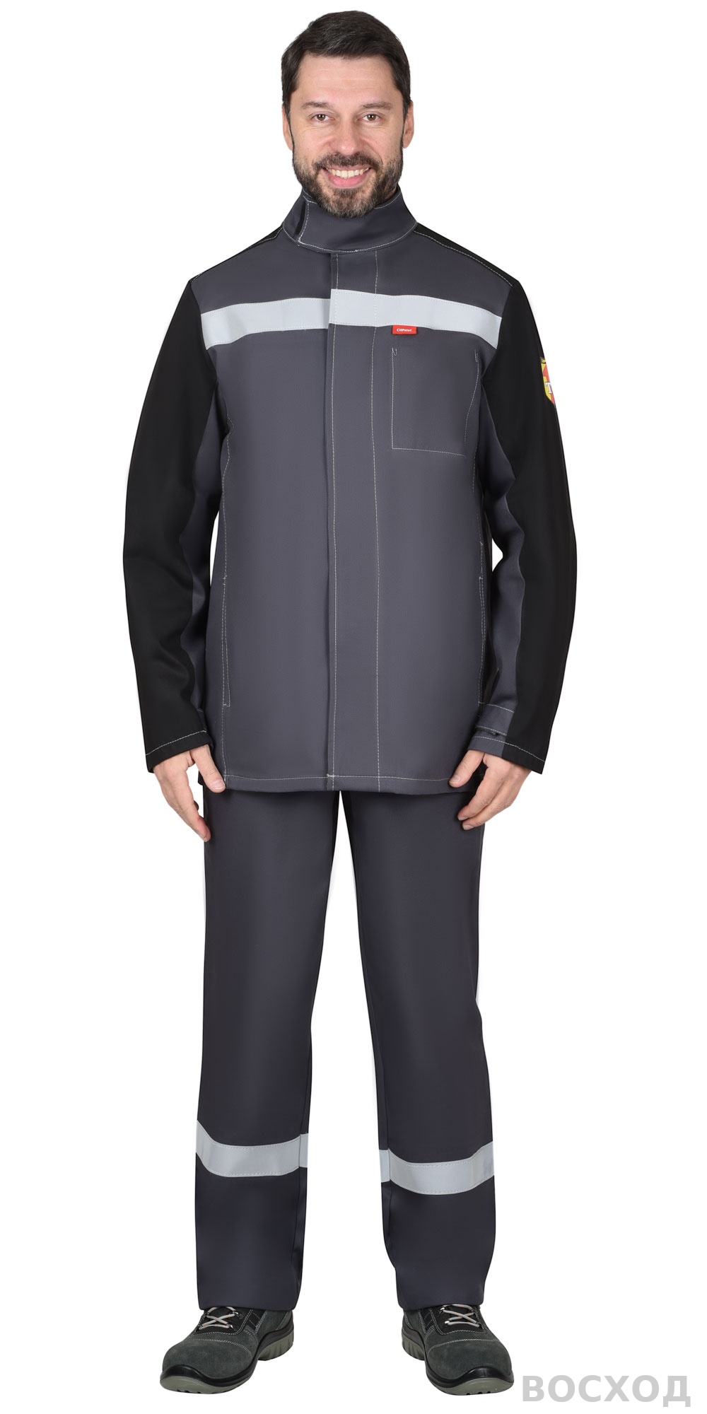 Костюм сварщика СИРИУС-ГЕРКУЛЕС летний, куртка, п/к т. с черным, СОП 50мм