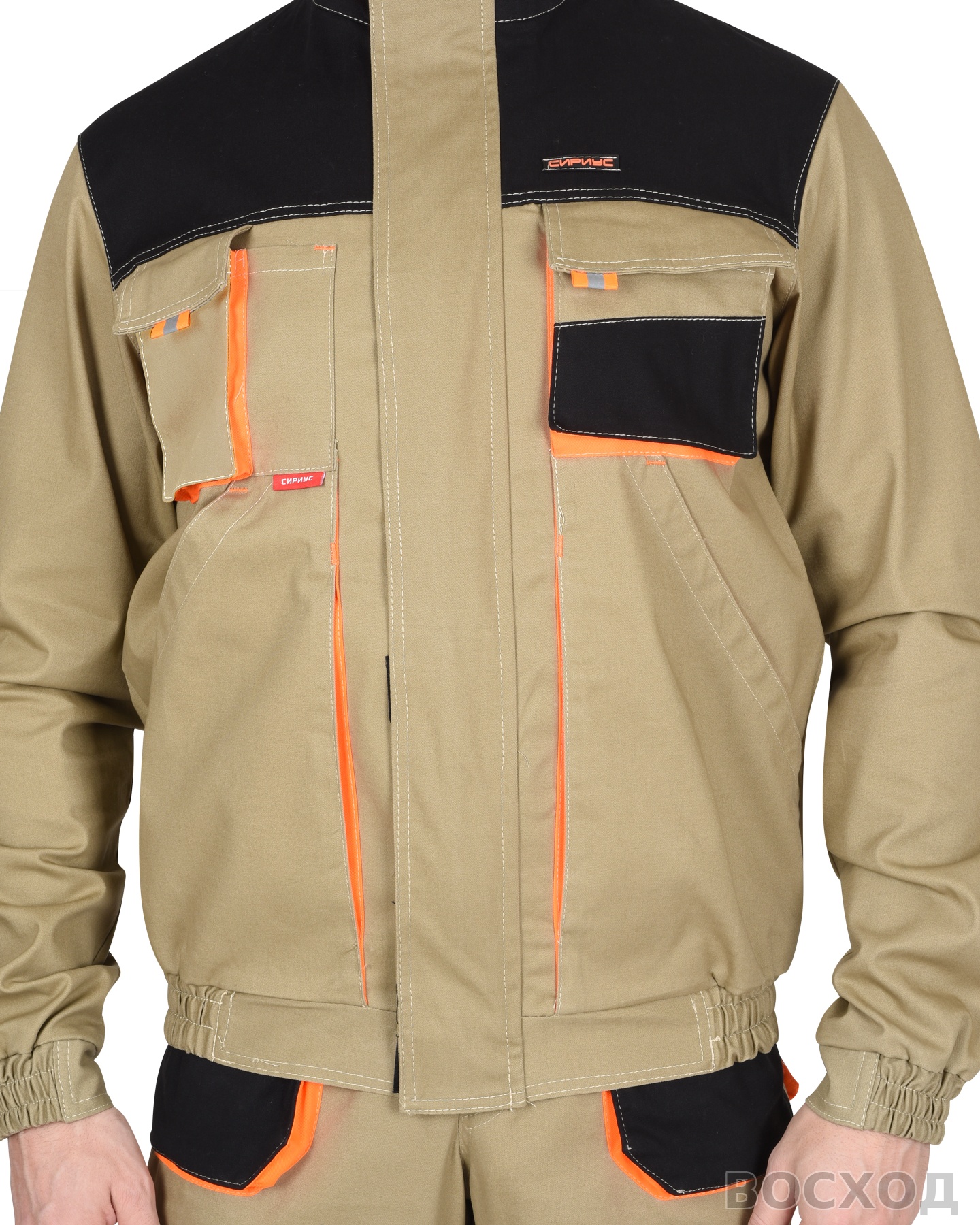 Куртка СИРИУС-МАНХЕТТЕН с оранж. и черным тк. мех. стрейч пл. 250г/кв.м