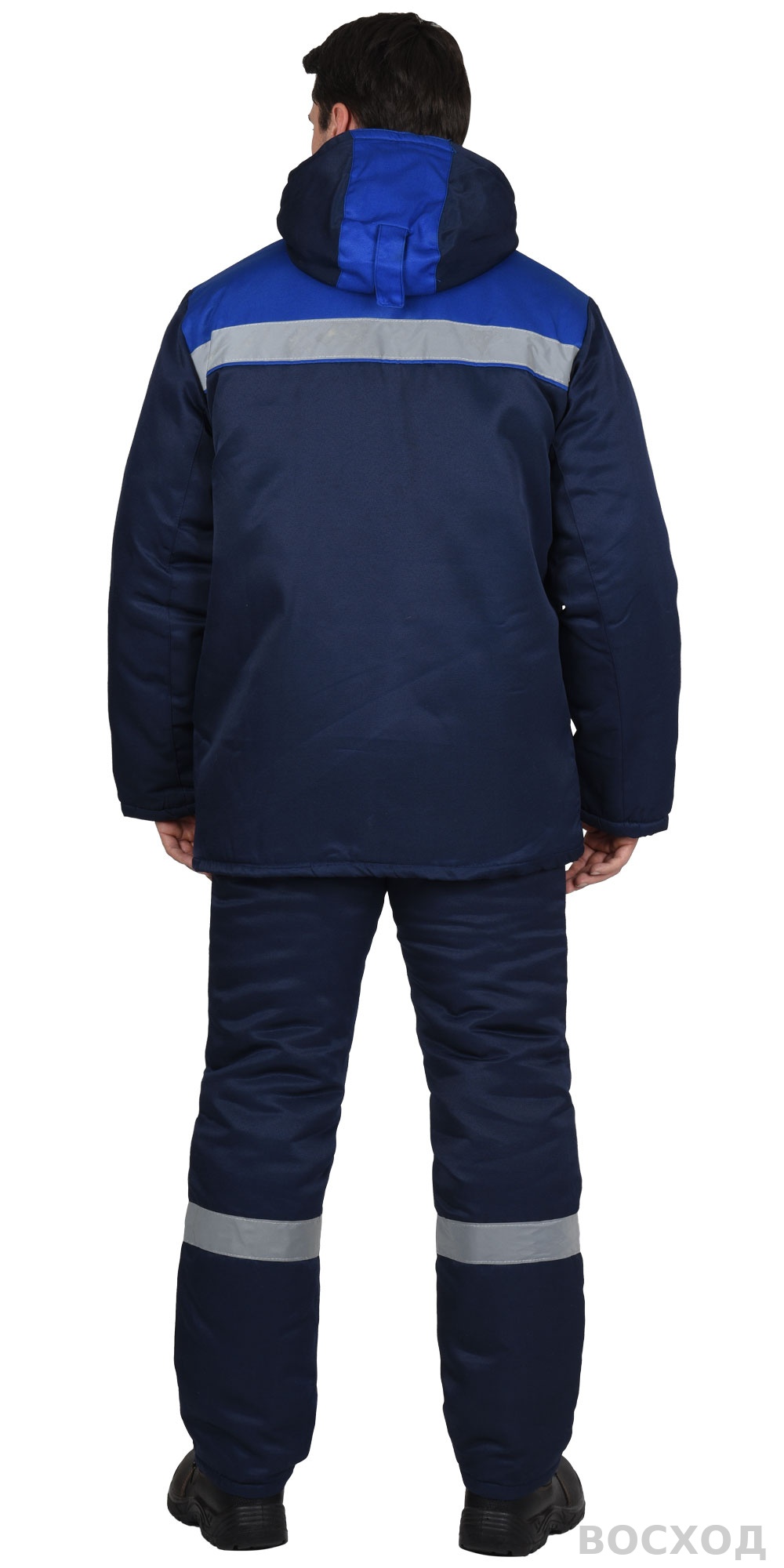 Костюм СИРИУС-РОСТ-НОРД куртка брюки, темно- с васильковым, Тк. смесовая