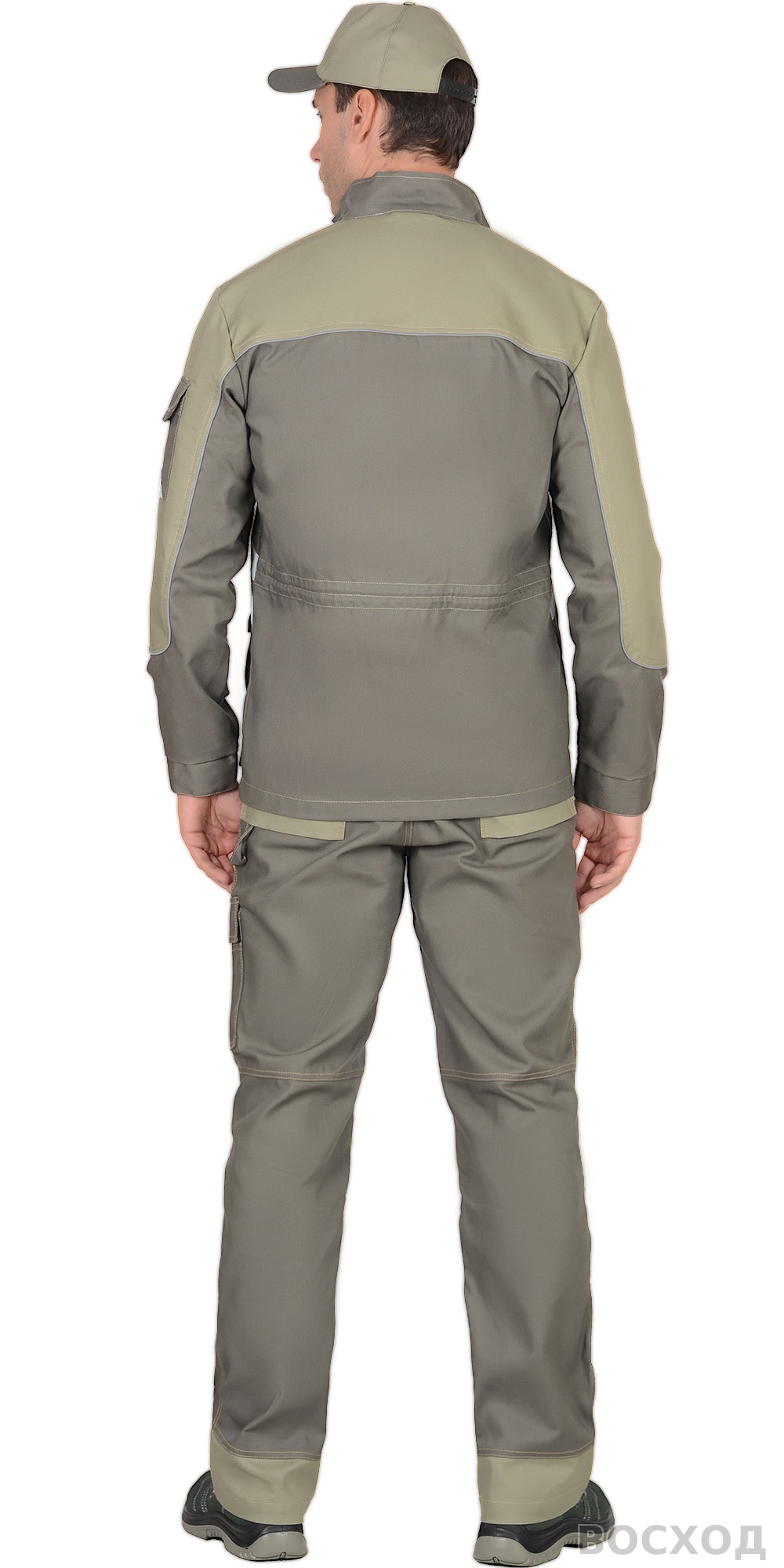 Костюм СИРИУС-ВЕСТ-ВОРК куртка дл, п/к т. со св.оливковым пл. 275 г/кв.м