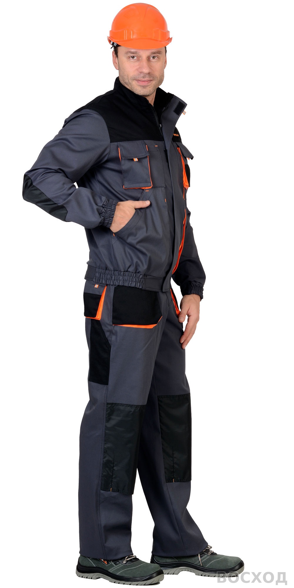 Костюм СИРИУС-МАНХЕТТЕН кор. кур., бр., т. с оранж. и черым тк. стрейч пл. 250 г/кв.м