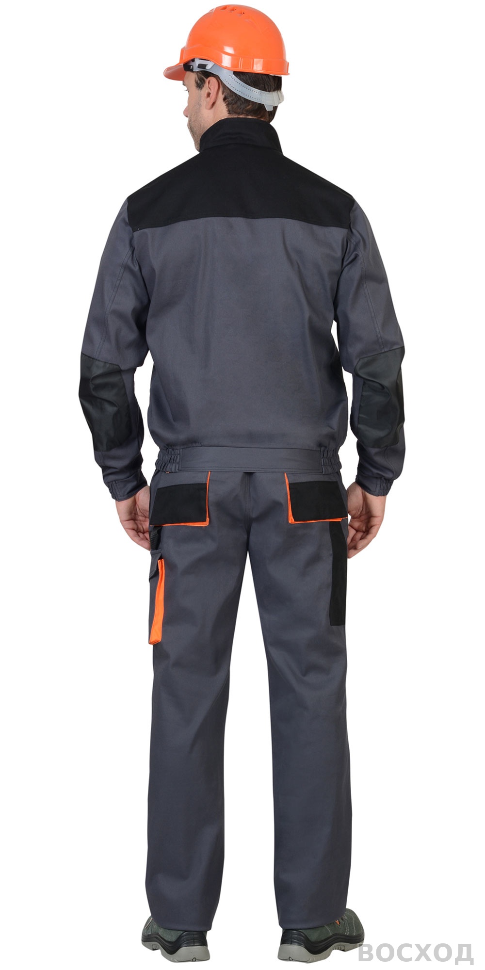 Костюм СИРИУС-МАНХЕТТЕН куртка, п/к т. с оранж. и черным тк. стрейч пл. 250 г/кв.м