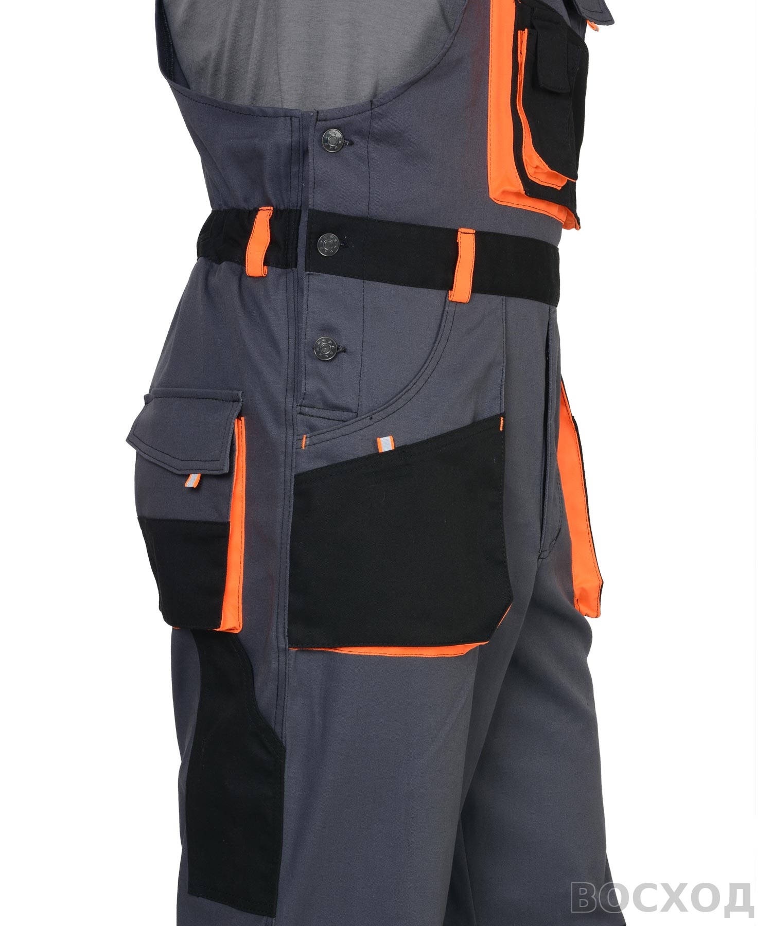 Костюм СИРИУС-МАНХЕТТЕН куртка, п/к т. с оранж. и черным тк. стрейч пл. 250 г/кв.м