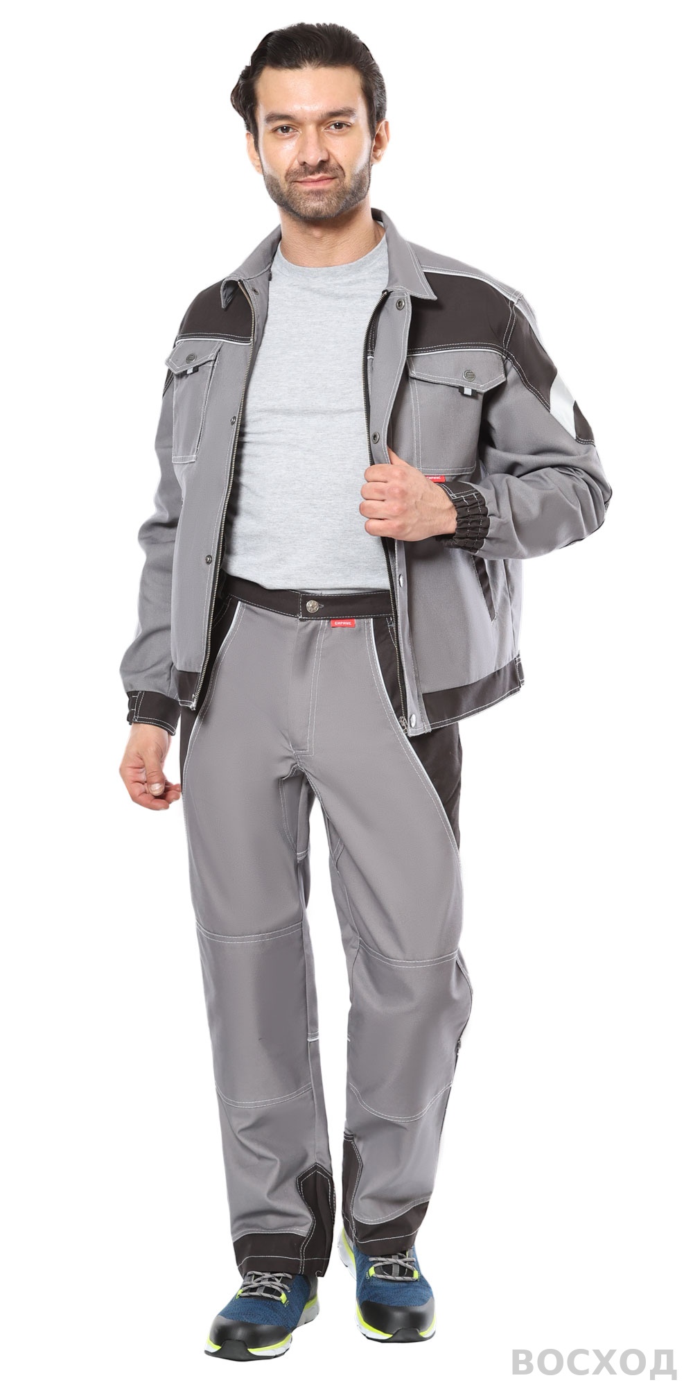 Костюм СИРИУС-ПЕКИН куртка кор., брюки с черным пл. 280 г/кв.м