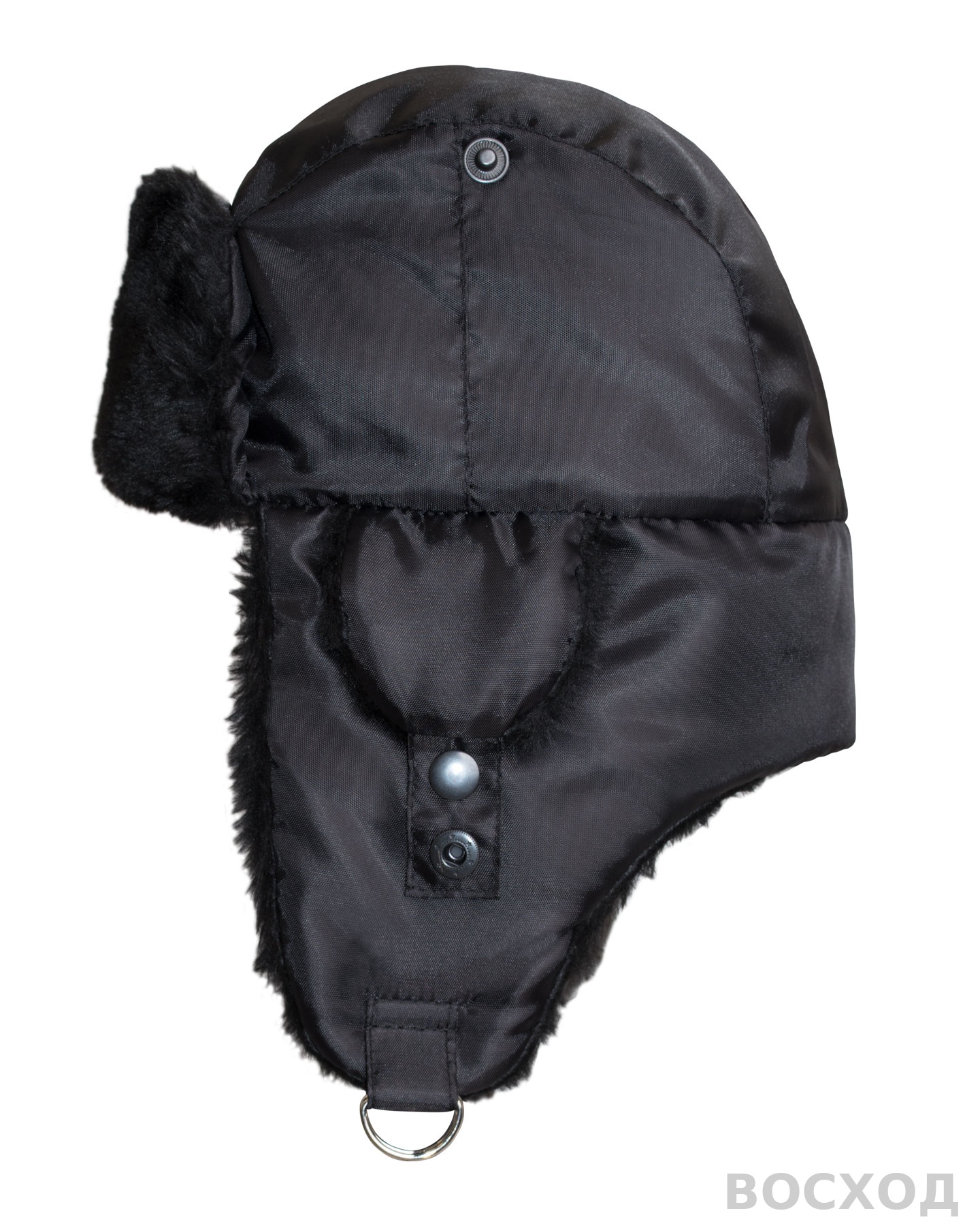 Шапка-ушанка "ЕВРО плюс" черная (тк. Оксфорд) - изображение 3