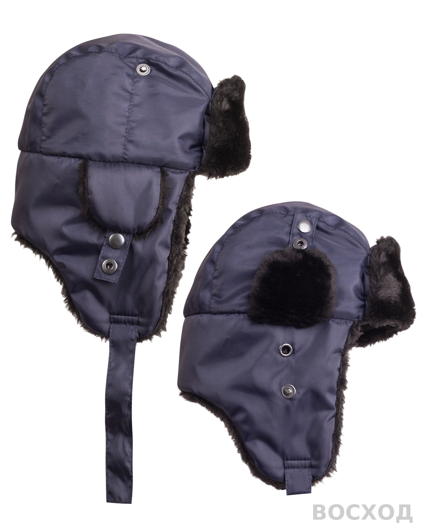 Шапка-ушанка "ЕВРО плюс" т.синяя (тк. Оксфорд) - изображение 1