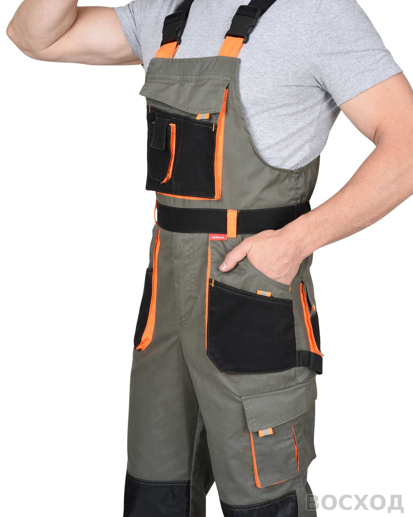 Полукомбинезон СИРИУС-МАНХЕТТЕН с оранжевым и чер. тк. мех. стрейч пл 260 г/кв.м