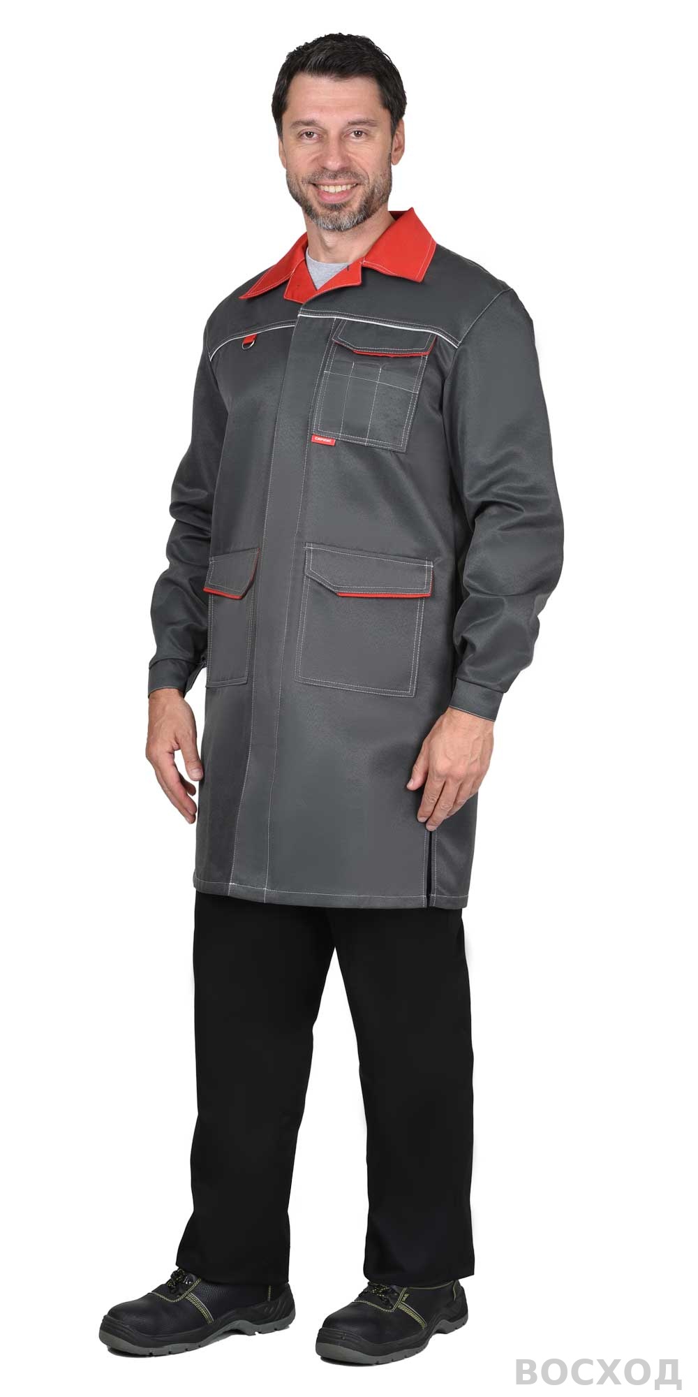 Халат СИРИУС-ФЛОРИДА мужской с красным