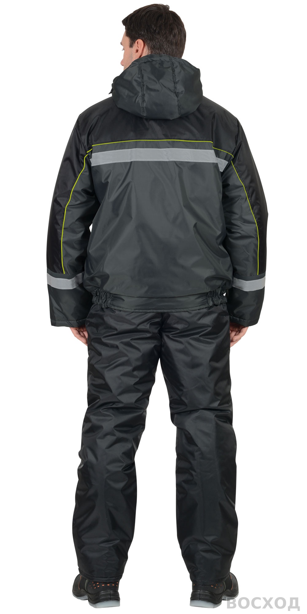 Куртка СИРИУС-ГАСТАРБАЙТЕР-3 кор.,темно-серая с чёрным и лимонным кантом и СОП