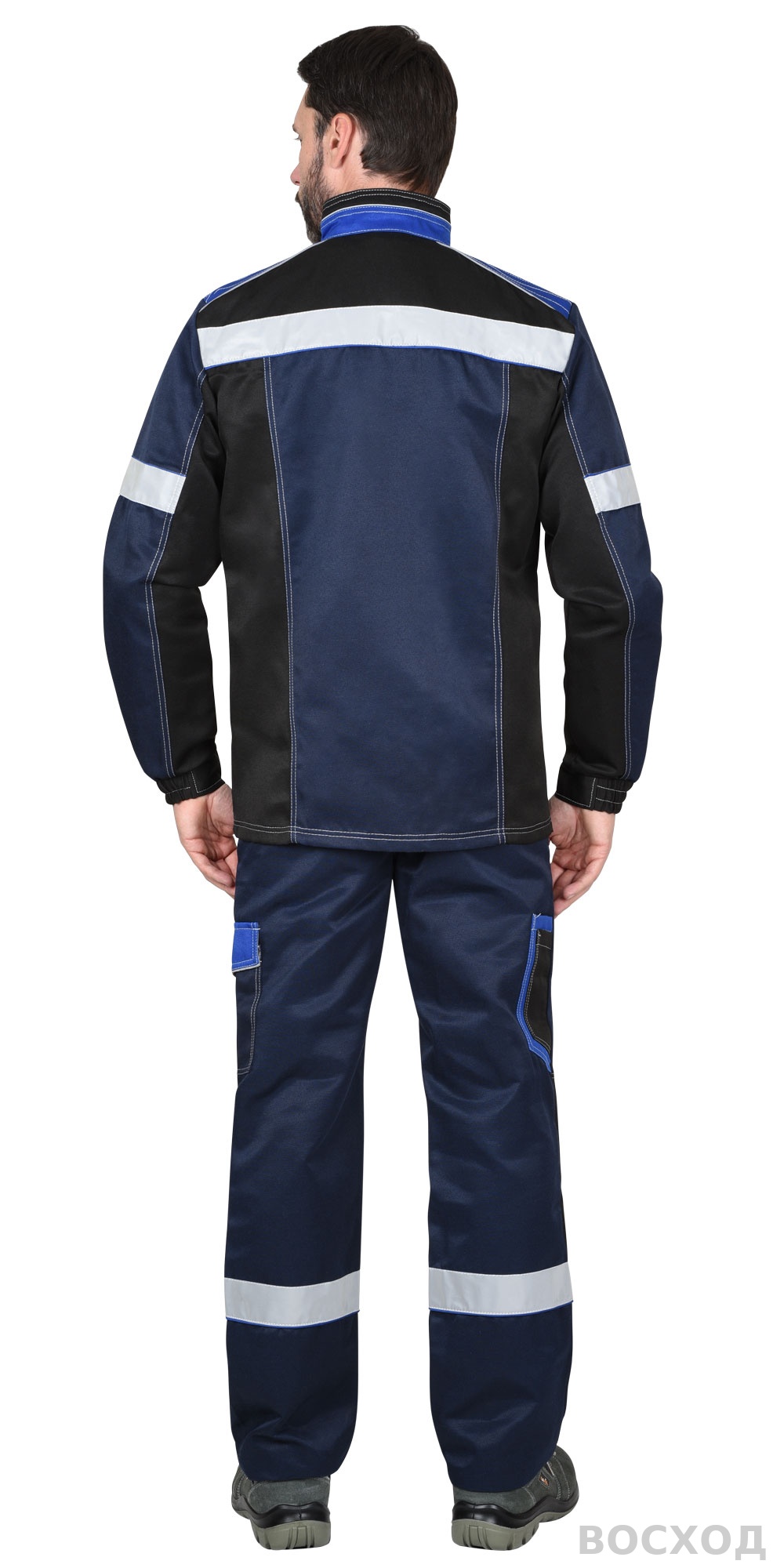 Костюм СИРИУС-ПОЛИНОМ куртка и брюки, с черным и васильковым, СОП