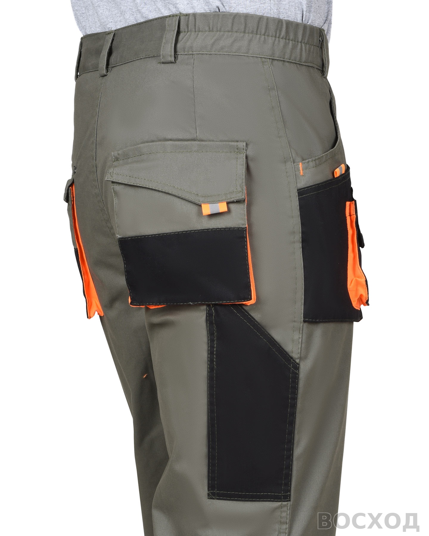 Костюм СИРИУС-МАНХЕТТЕН куртка, брюки с оранжевым и чер. тк. мех. стрейч пл 260 г/кв.м