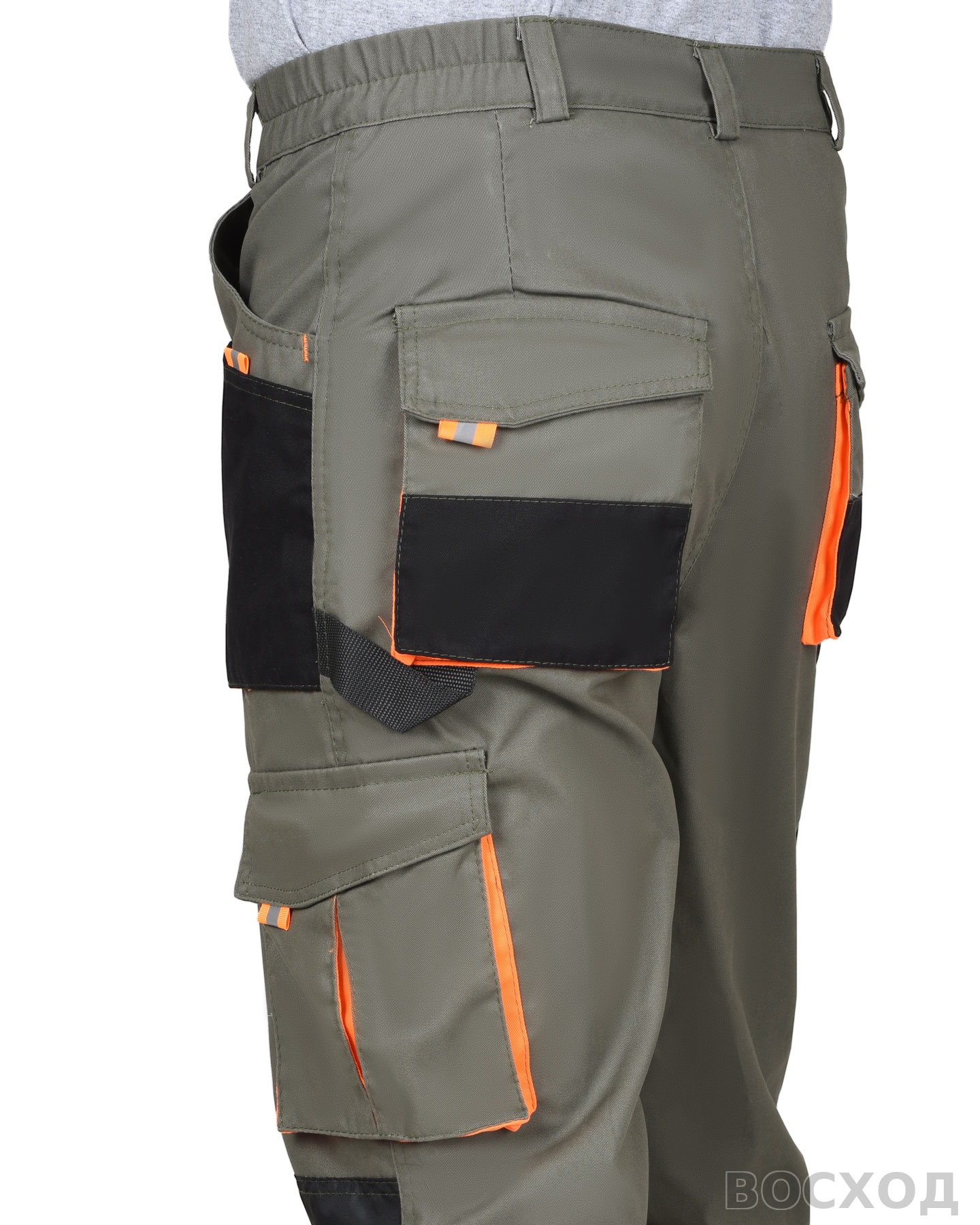 Костюм СИРИУС-МАНХЕТТЕН куртка, брюки с оранжевым и чер. тк. мех. стрейч пл 260 г/кв.м