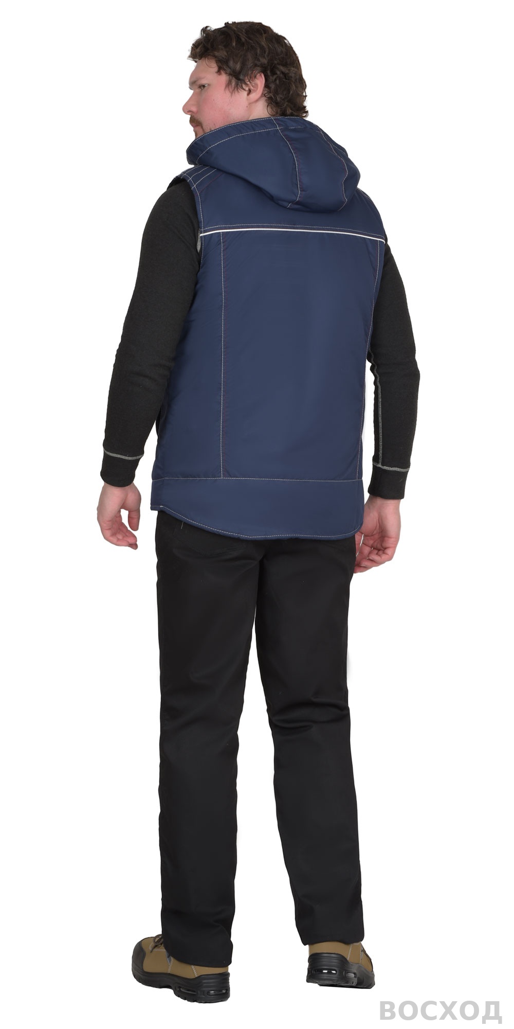 Жилет СИРИУС-АЛЕКС утепленный с капюшоном тёмно