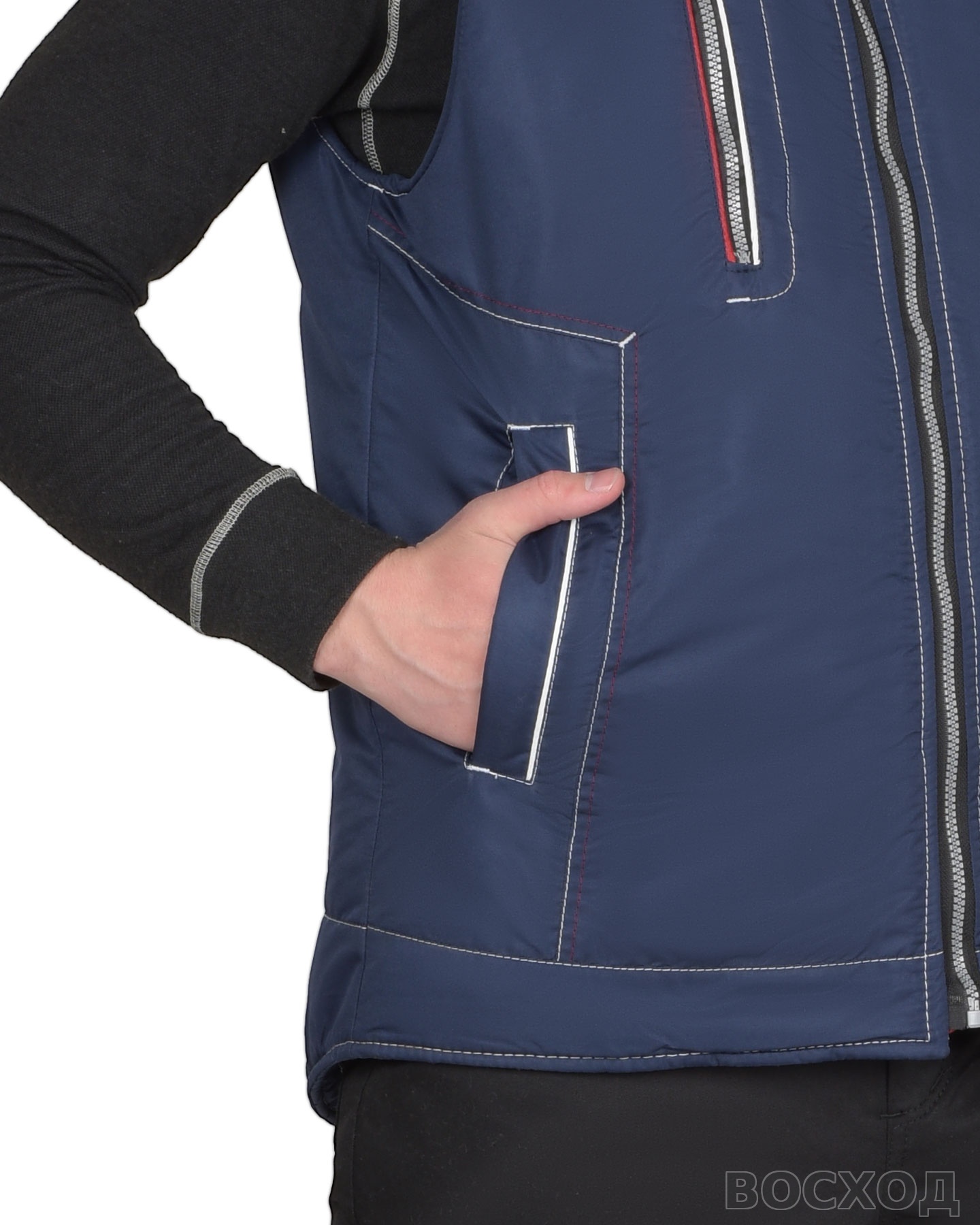 Жилет СИРИУС-АЛЕКС утепленный с капюшоном тёмно