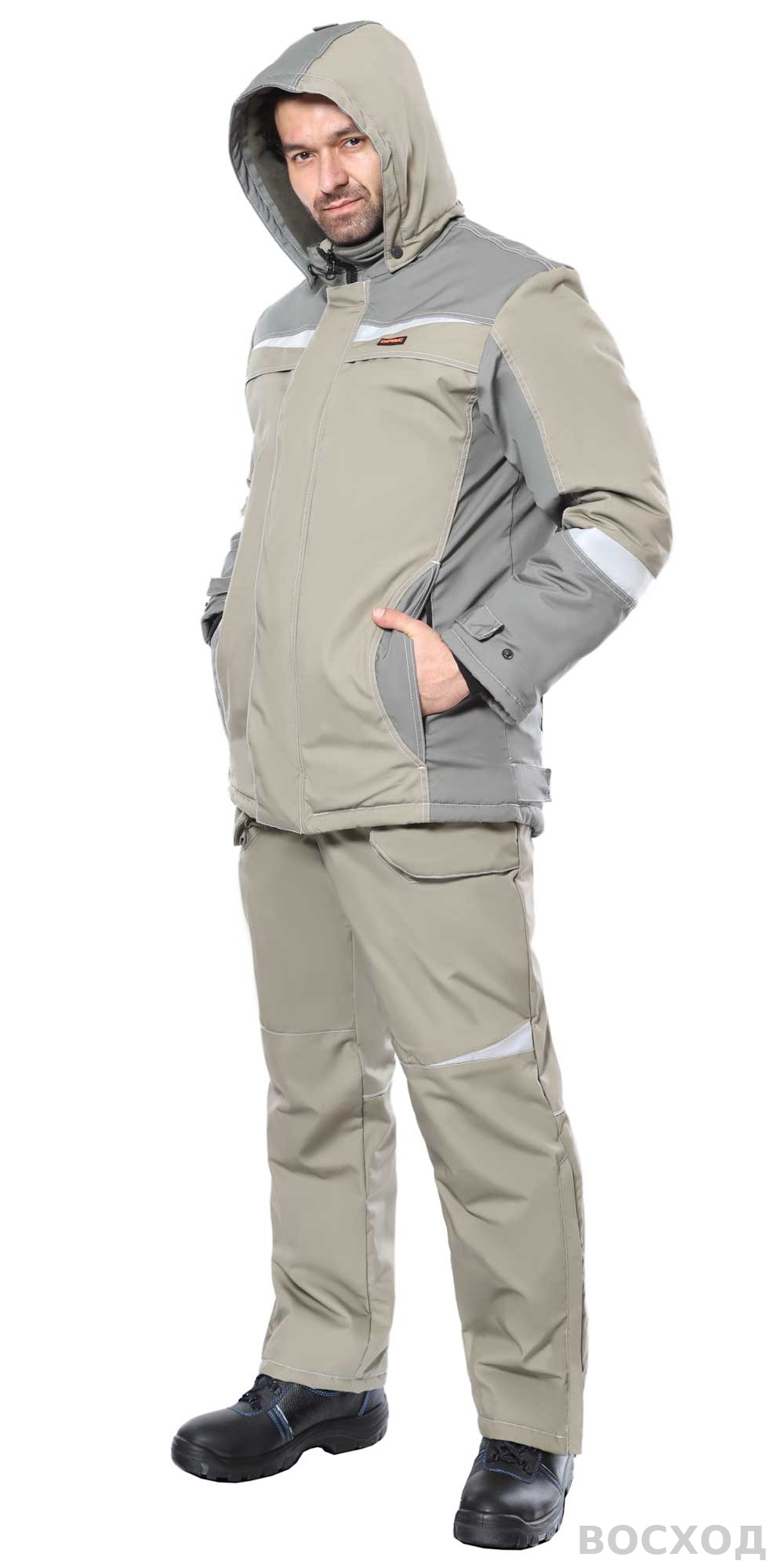 Костюм СИРИУС-ОЗОН куртка, брюки св. с т.оливковым