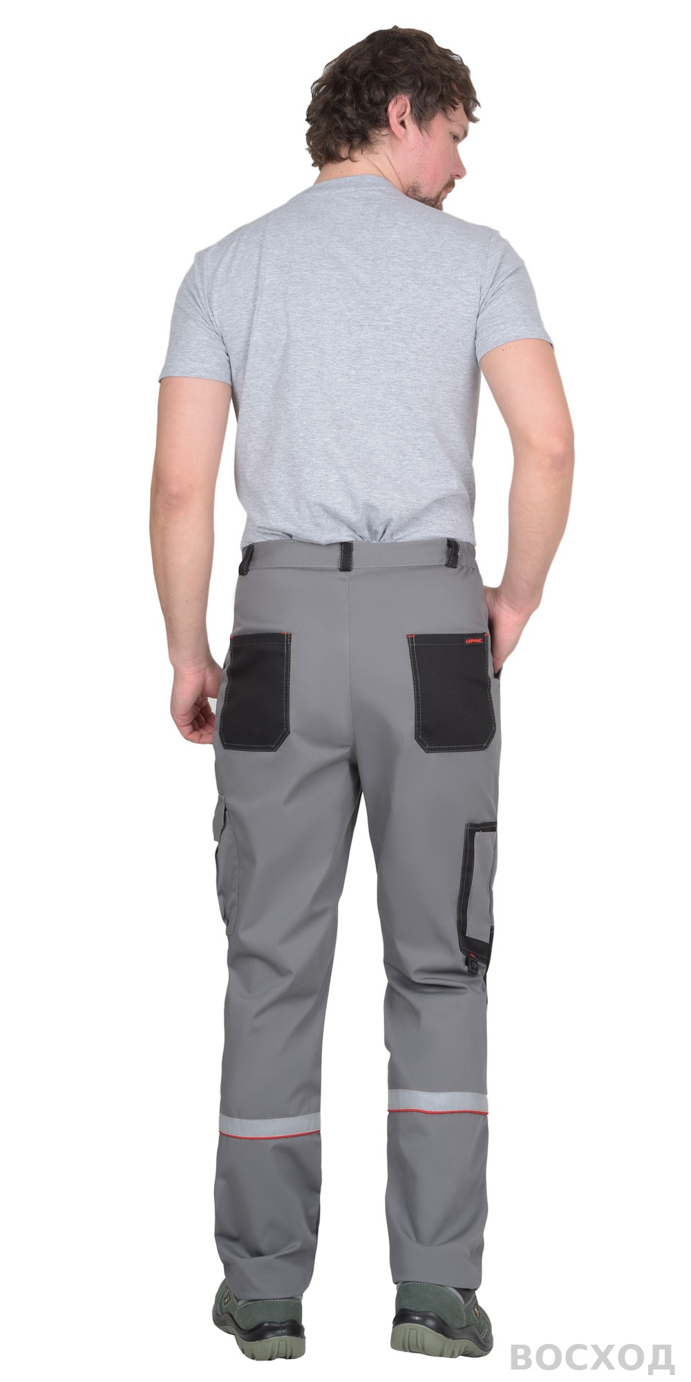 Брюки СИРИУС-СТАН ср-серые с черной и красной отделкой