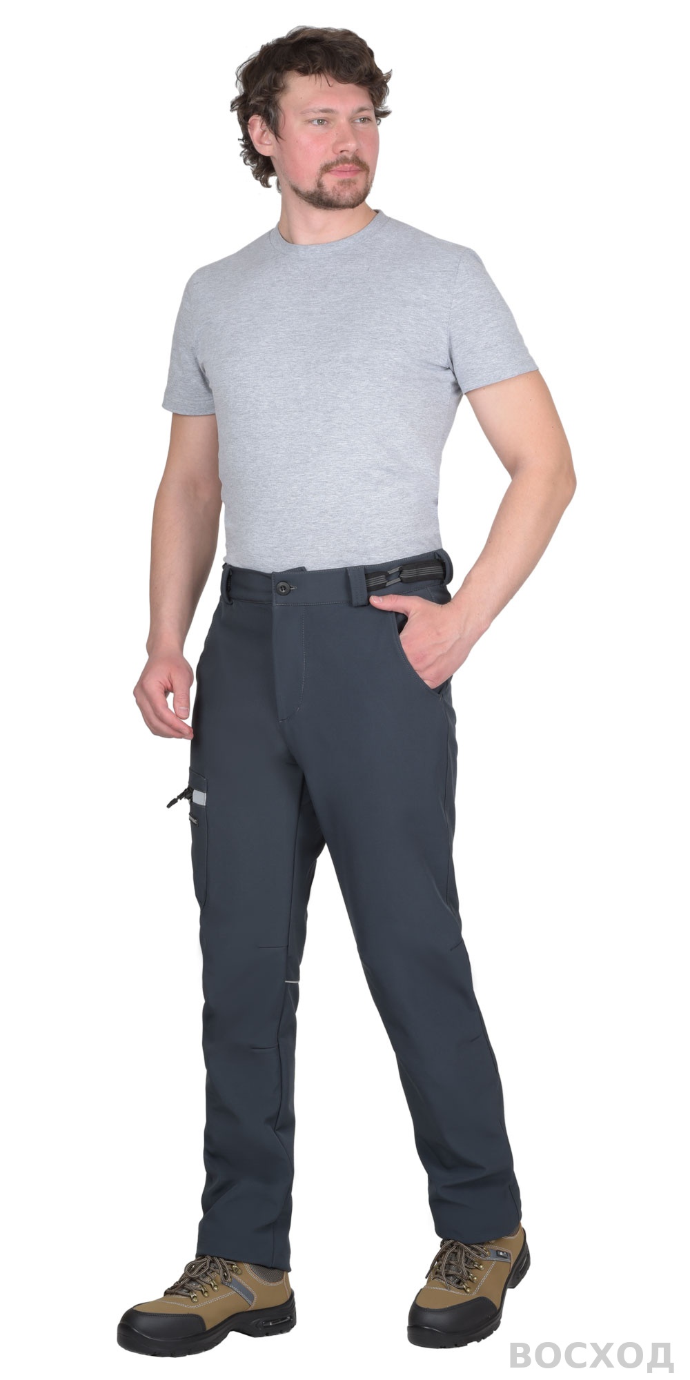 Брюки СИРИУС-СПЕЙС софтшелл сине-серые