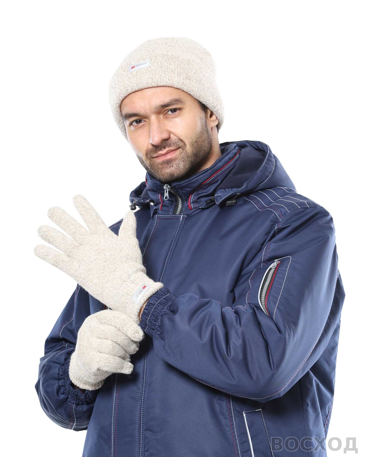 Шапка полушерстяная Иней, утеплитель Тинсулейт, цвет беж.меланж