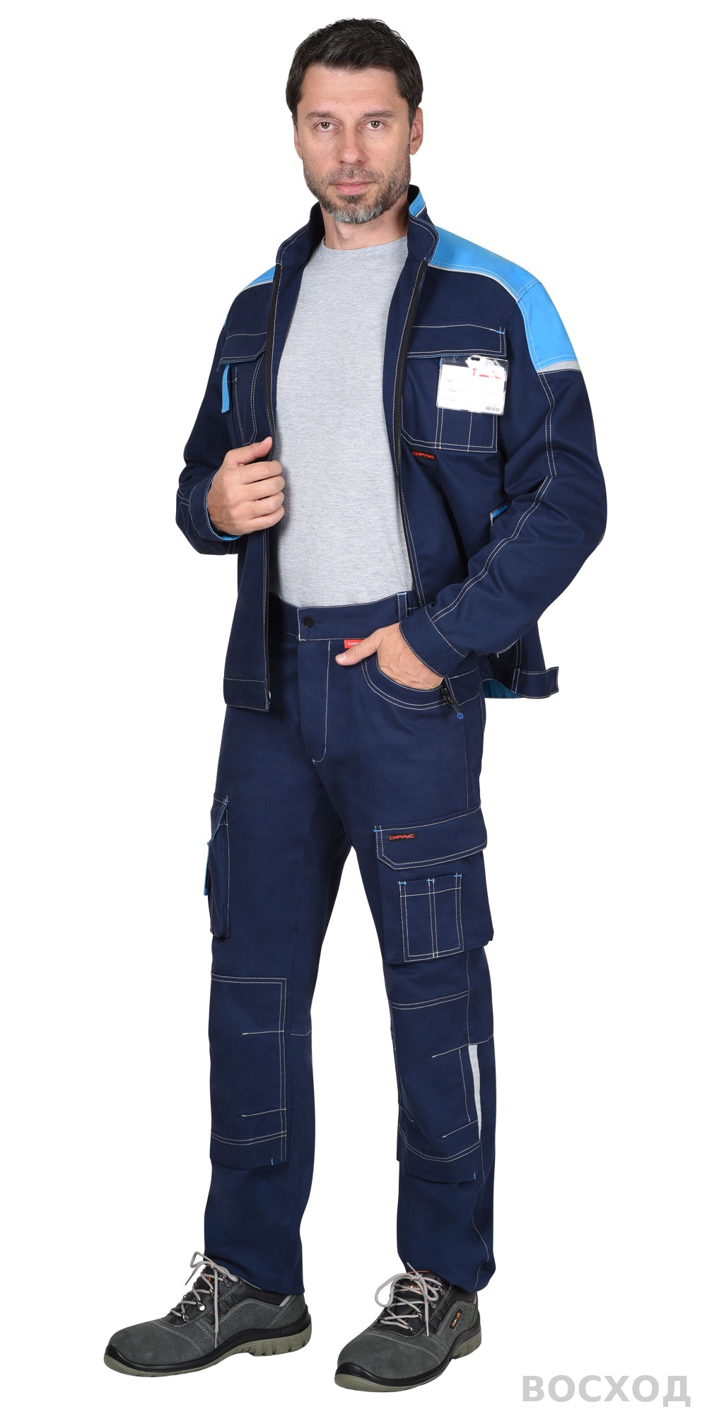 Костюм СИРИУС-ДЖЕТ куртка, брюки с голубым тк. мех. стрейч с ВО