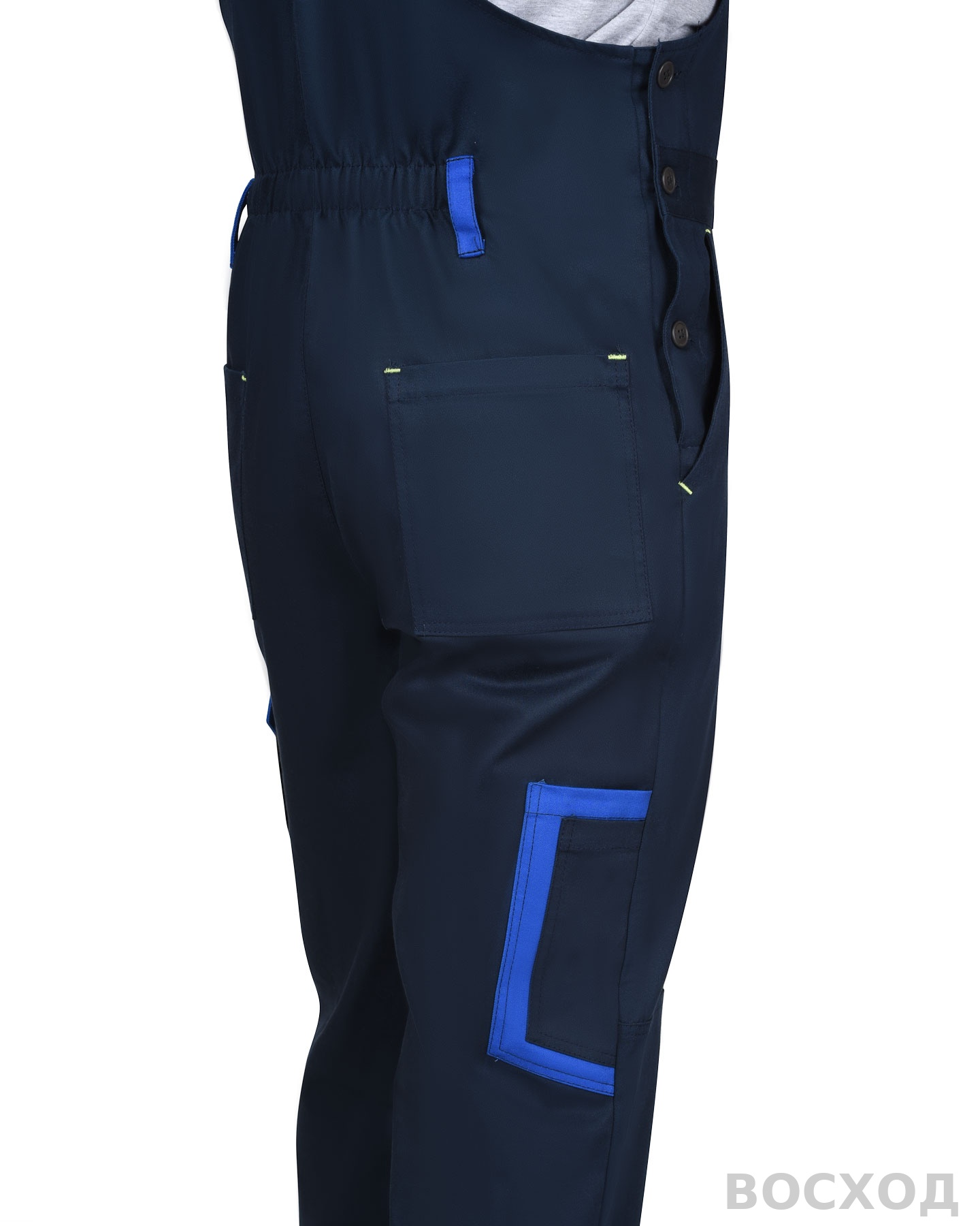 Костюм СИРИУС-ПРАКТИК-ЛЮКС-РОСС куртка, п/к т. с васильк. 80% х/б, пл. 260 г/кв.м