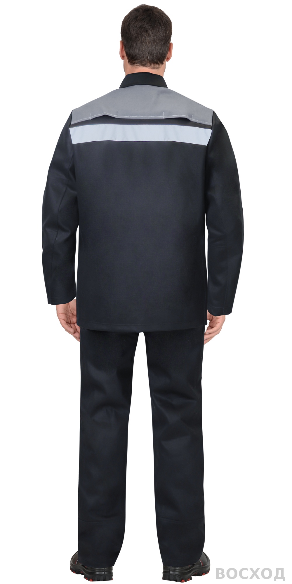 Костюм сварщика СИРИУС-РИГЕЛЬ-РОСС куртка длинная, брюки, черный с серым