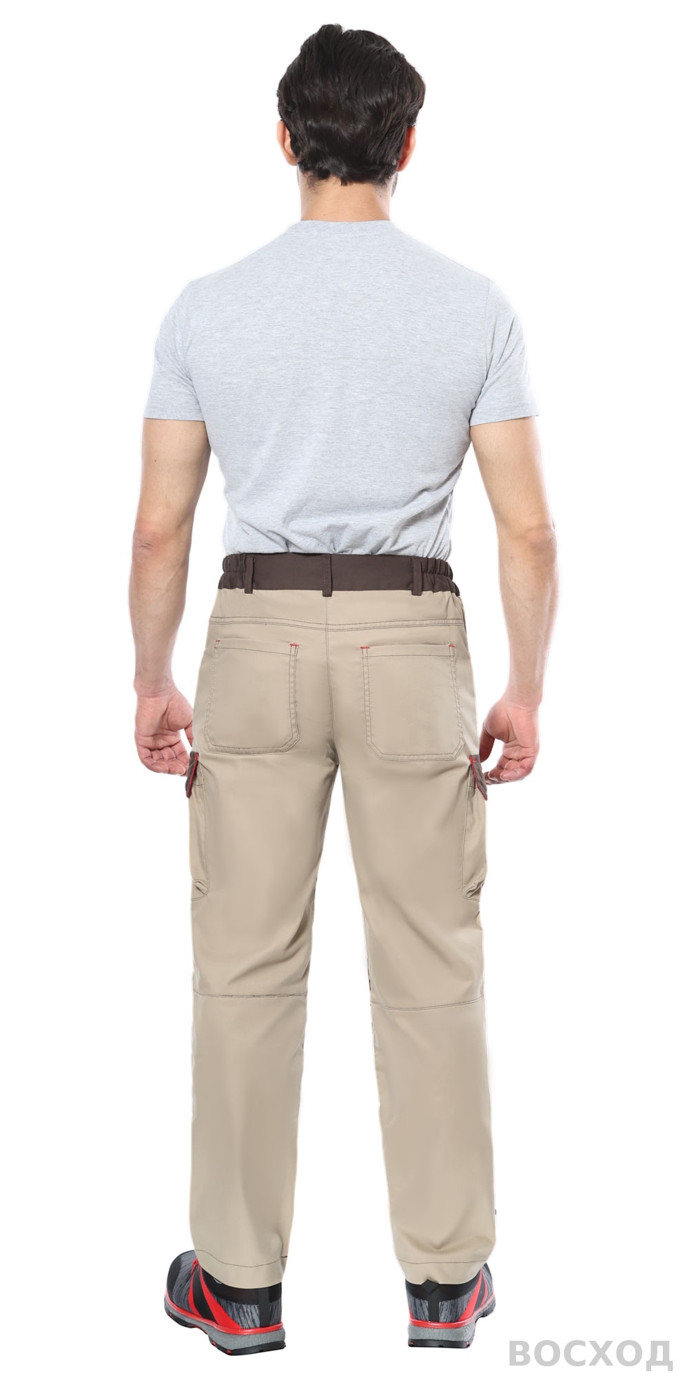 Брюки СИРИУС-ДЖЕТ БРАУН песочные с т.коричневым тк. мех. стрейч с ВО