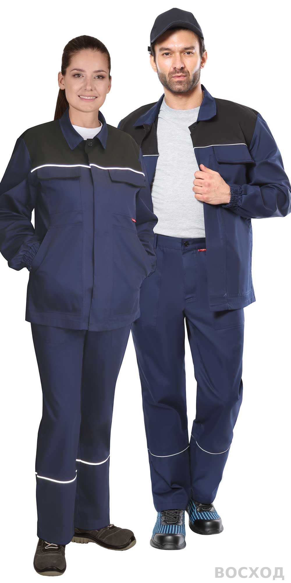 Костюм СИРИУС-МАСТЕР куртка длинная, брюки, с черным