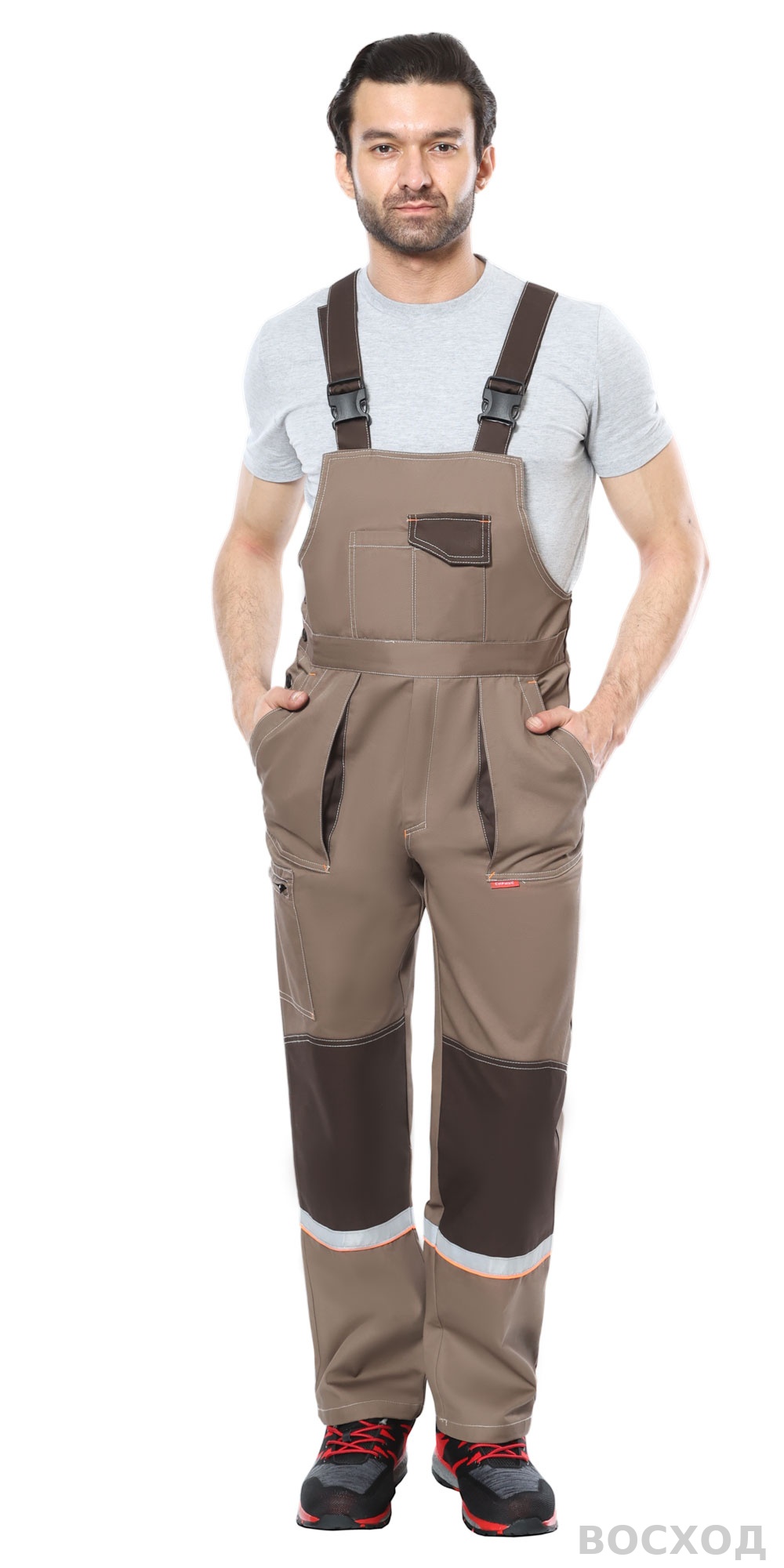 Костюм СИРИУС-РОДОС куртка, полукомбинезон св. с т.коричневым