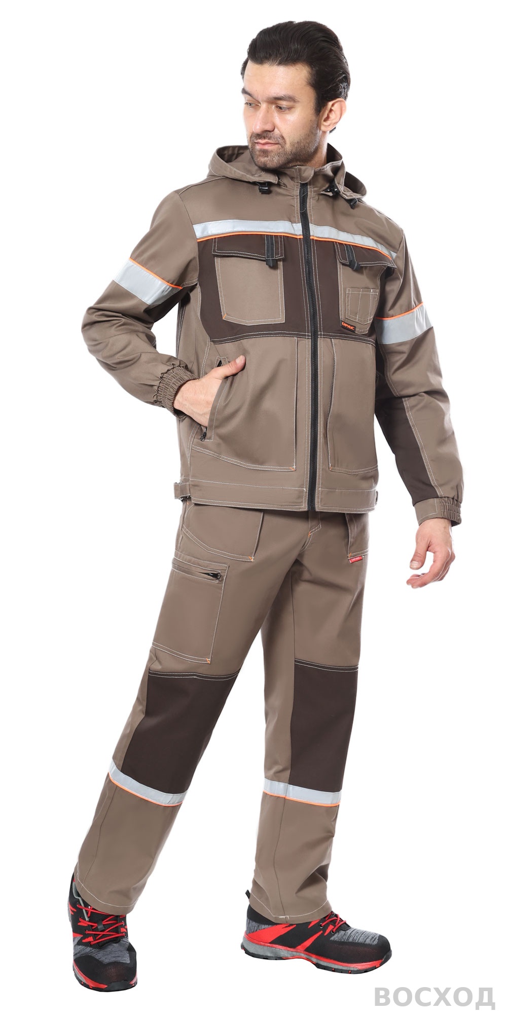 Костюм СИРИУС-РОДОС куртка, полукомбинезон св. с т.коричневым