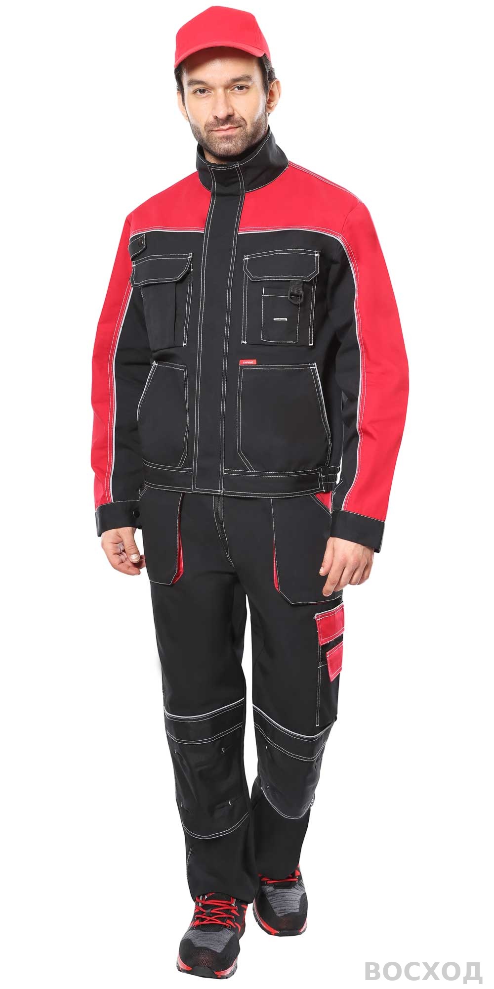 Куртка СИРИУС-АГАТ черный с красным пл. 260 г/кв.м. ВО отделка