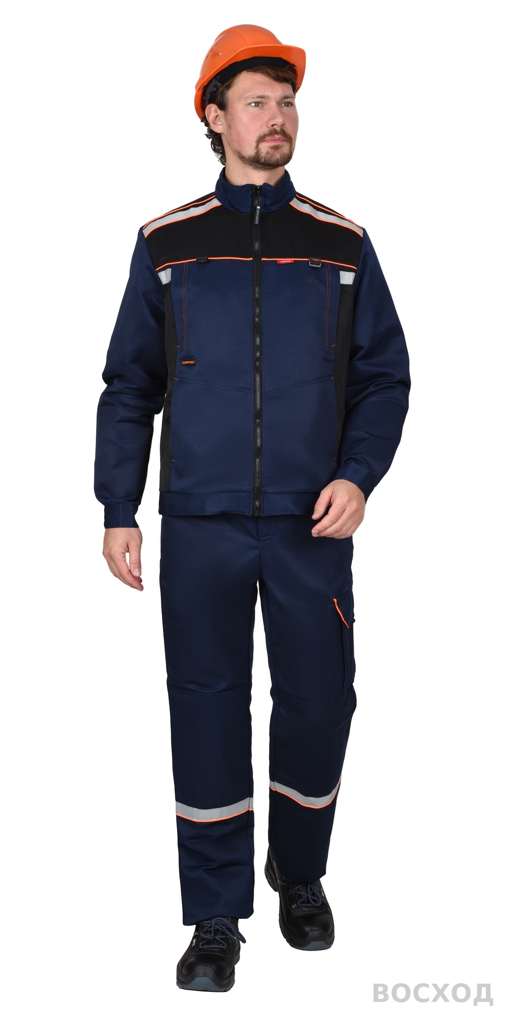 Костюм СИРИУС-ПРАКТИК куртка, брюки, темно- с черным и СОП