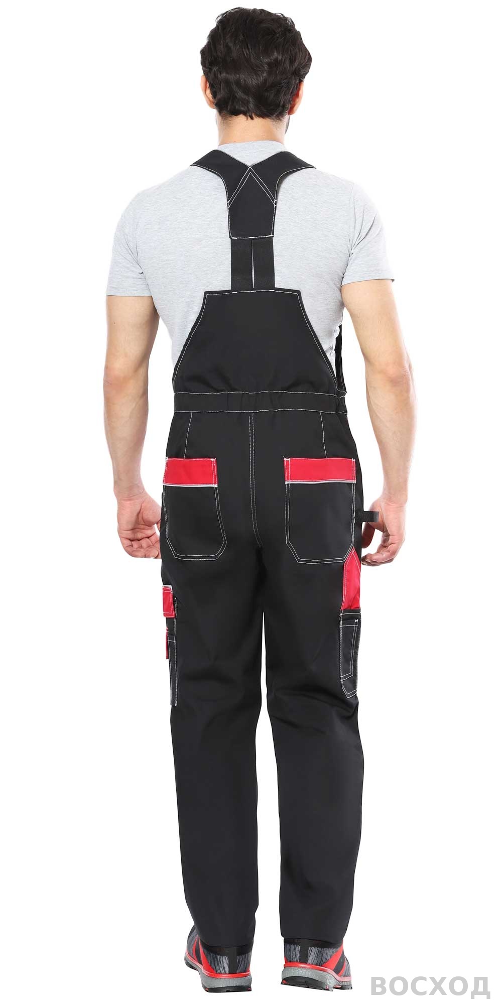 Костюм СИРИУС-АГАТ куртка, п/к черный с красным пл. 260 г/кв.м. ВО отделка