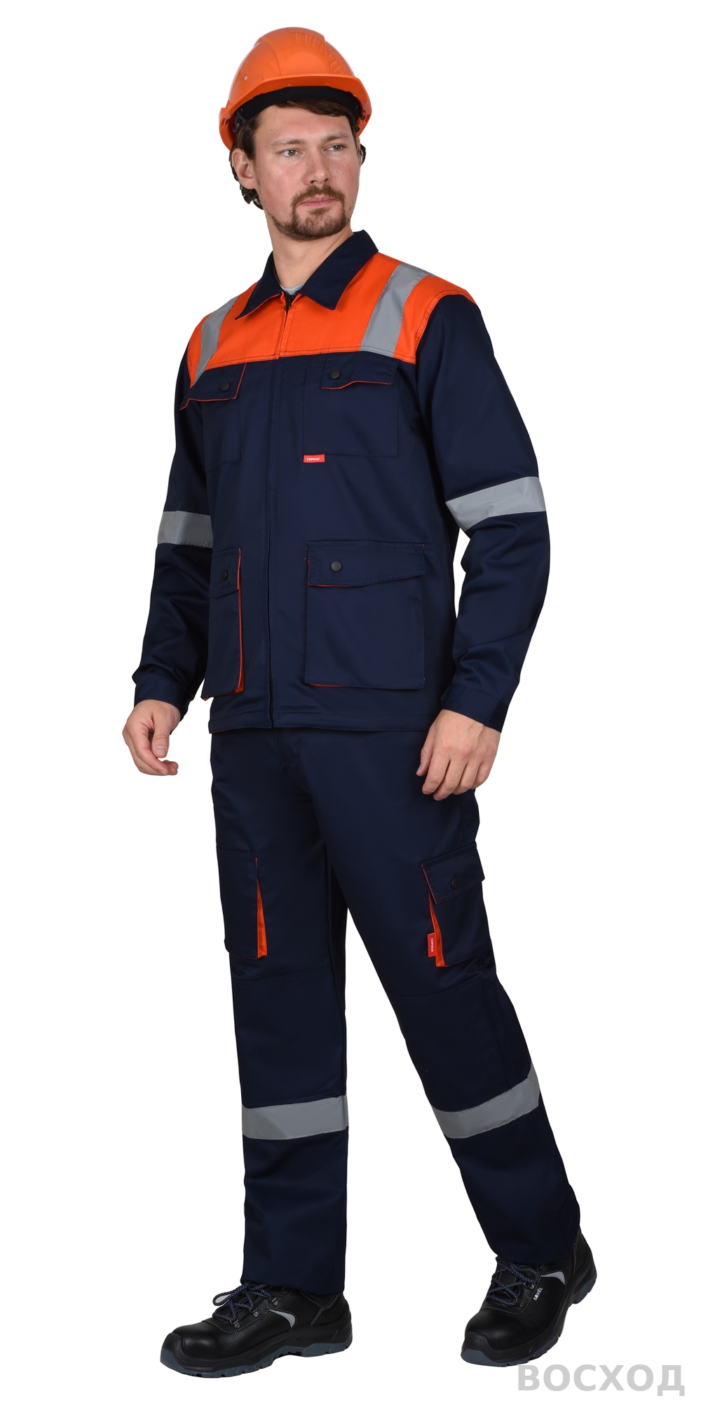 Костюм СИРИУС-БИЛДЕР куртка, брюки темно- с оранжевым