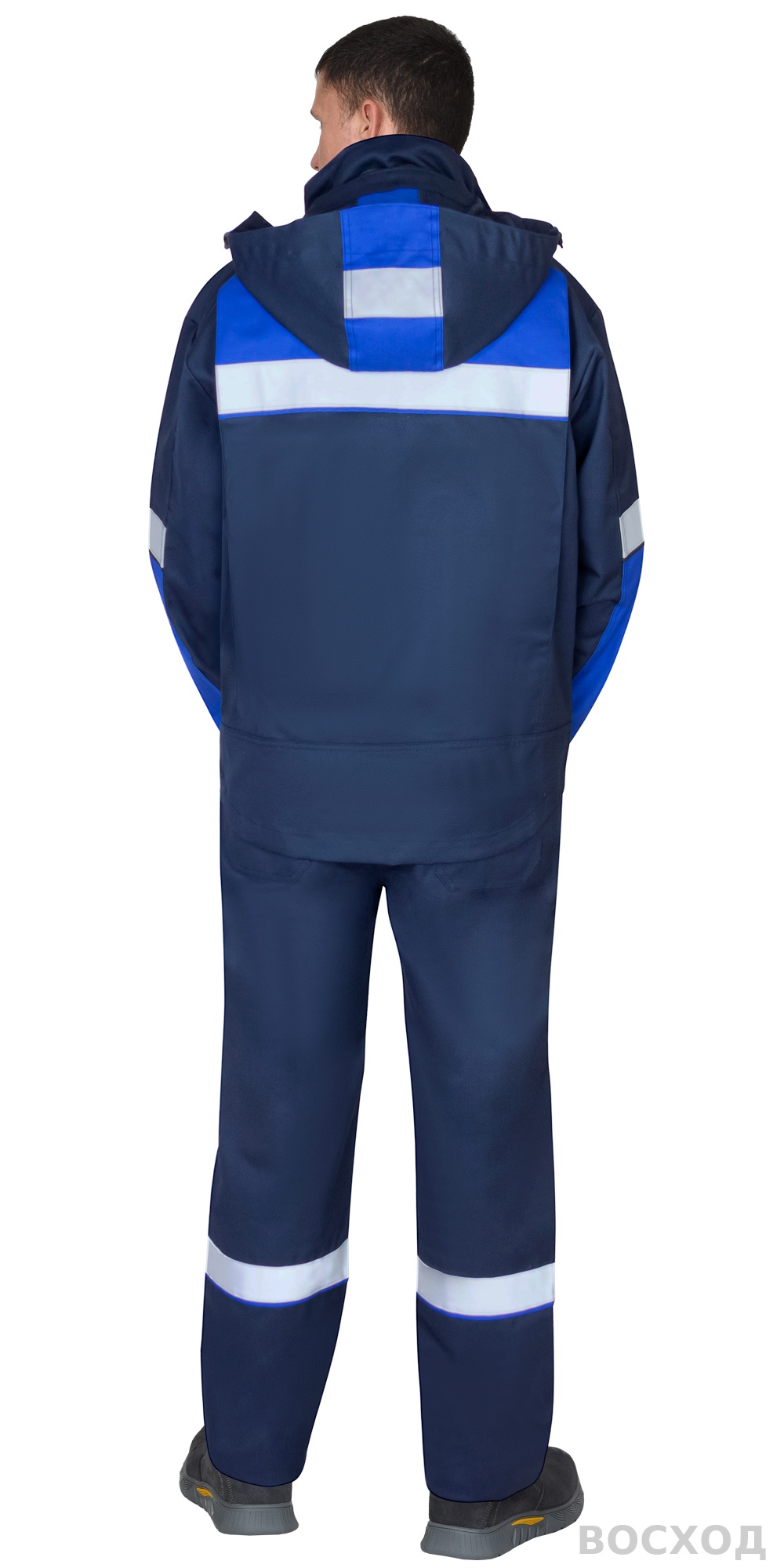 Костюм СИРИУС-ПЕТРОЛ куртка, п/к, темно- с васильковым и СОП, антистат 260 г/кв., ОП, НМВО