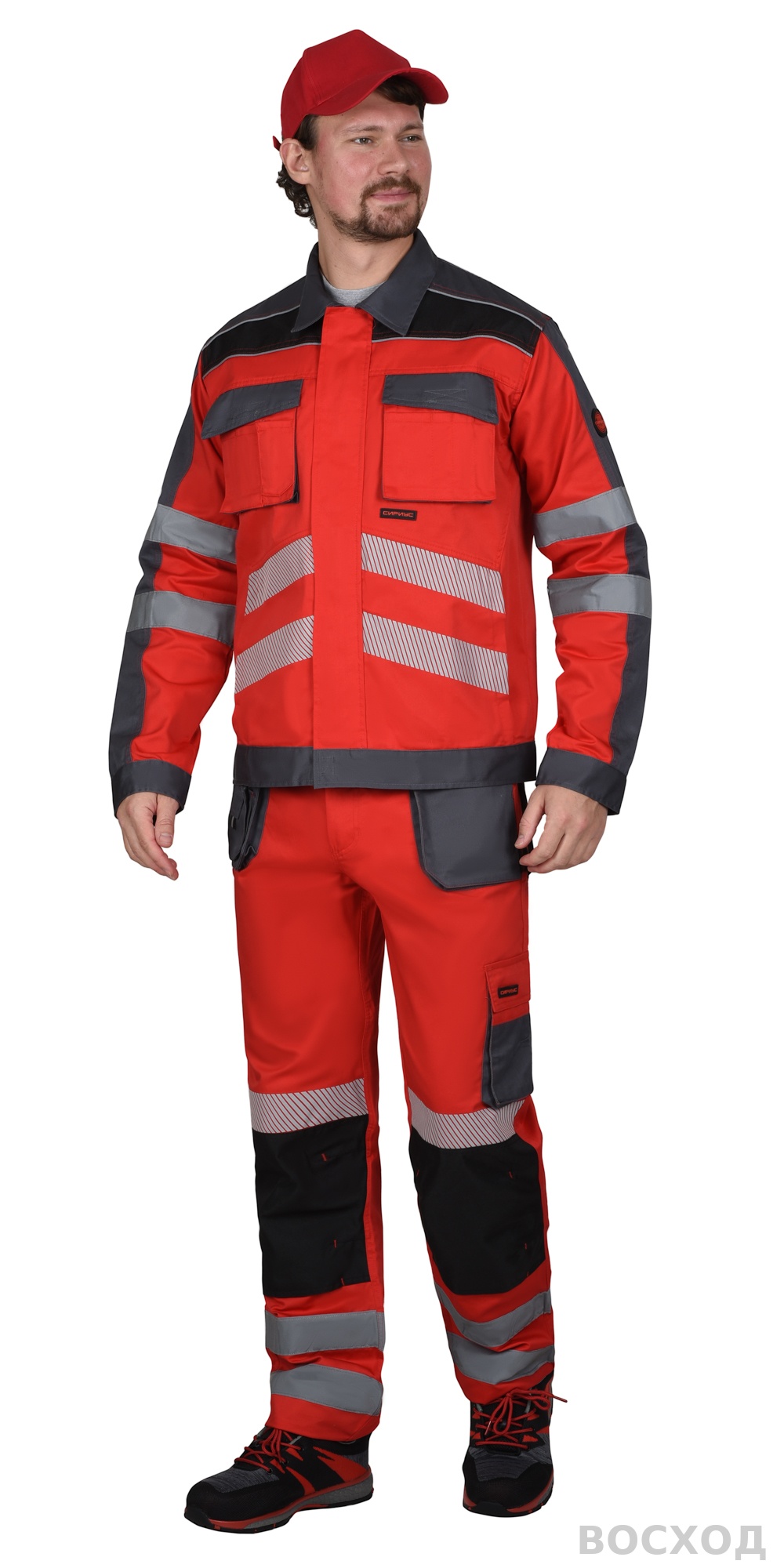 Костюм СИРИУС-АТОМ куртка, брюки с серым